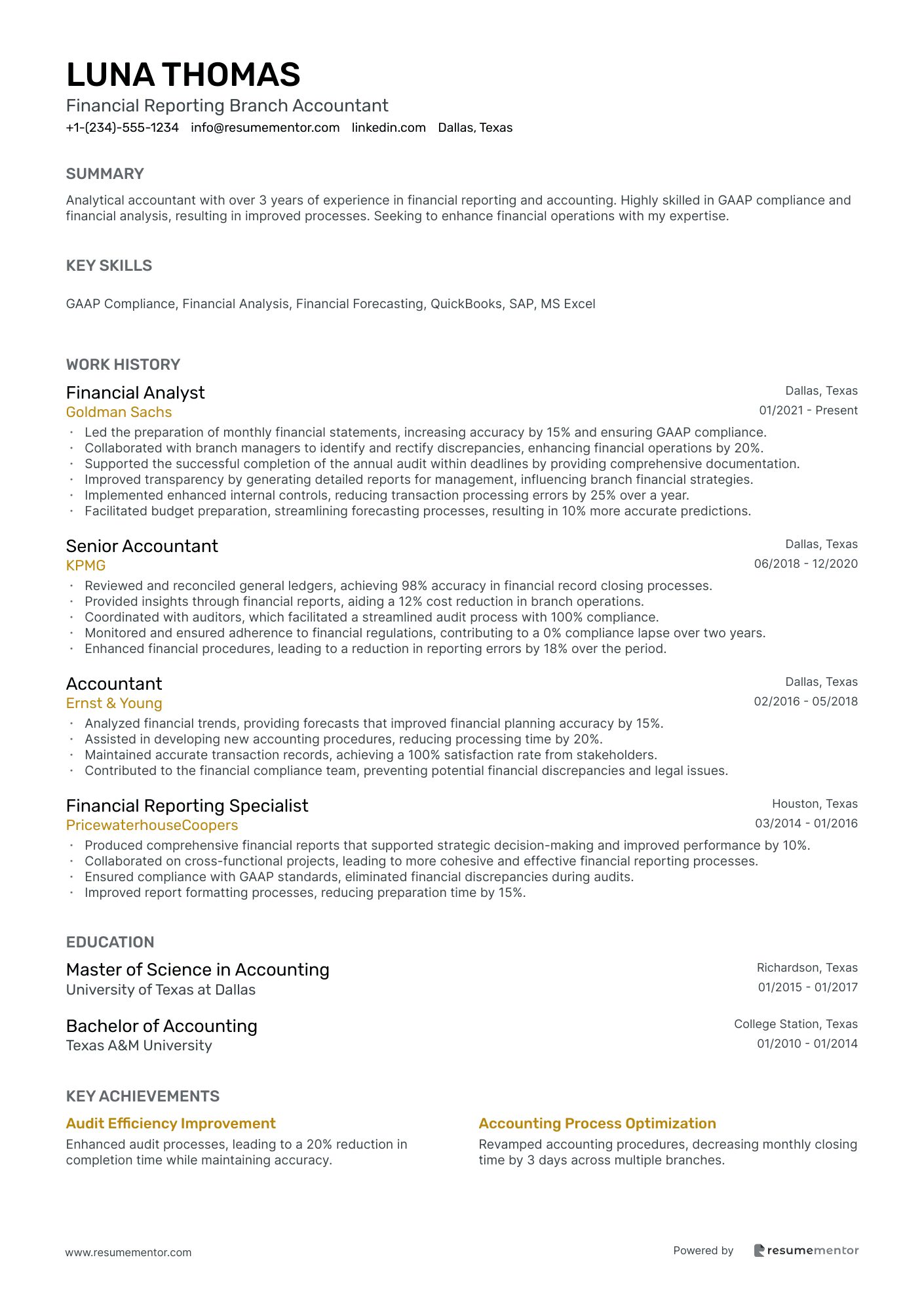 Financial Reporting Branch Accountant