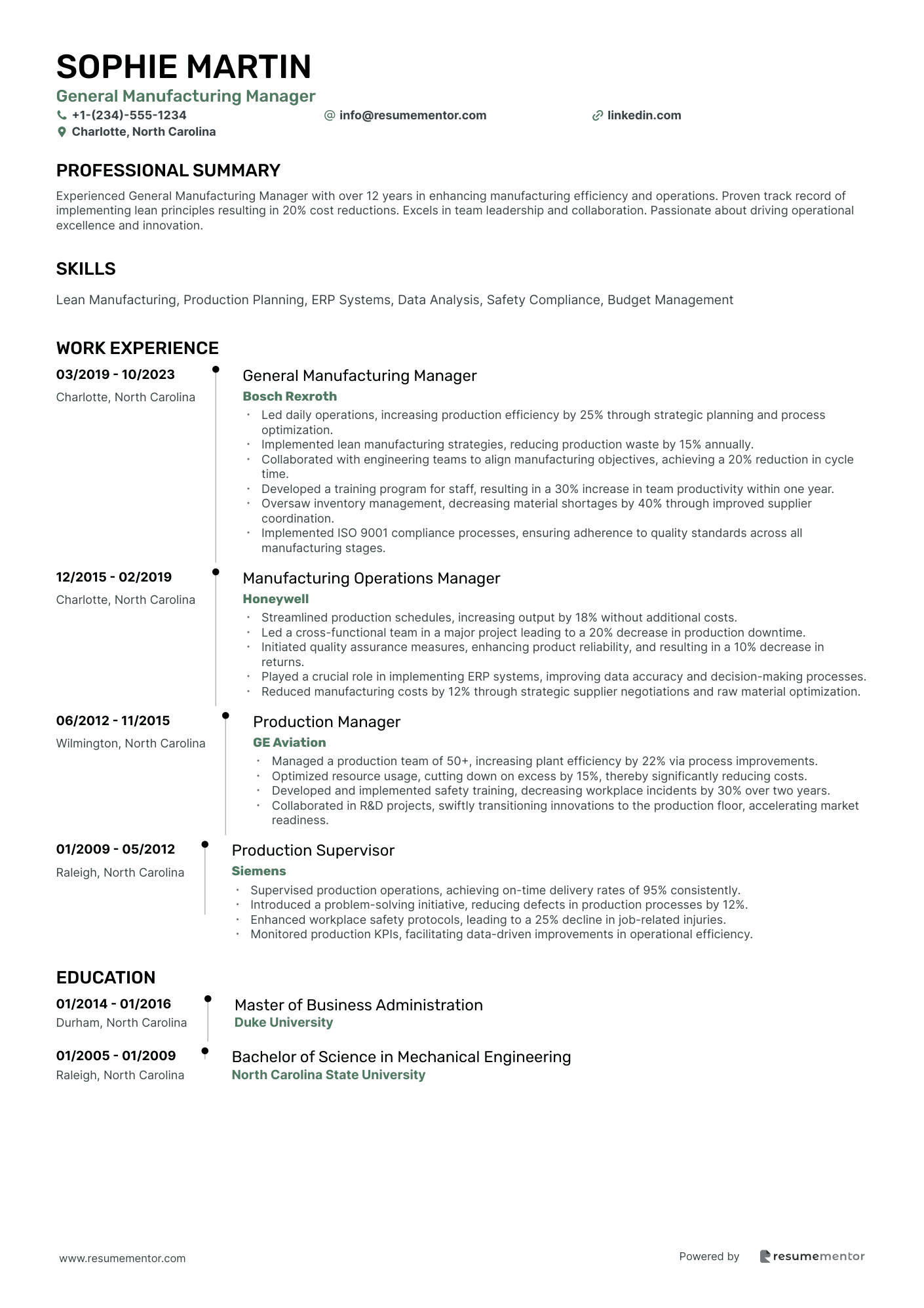 General Manufacturing Manager