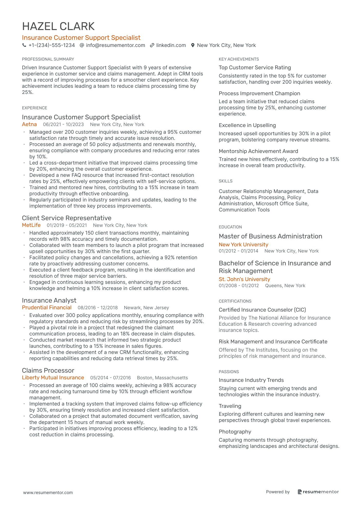Insurance Customer Support Specialist