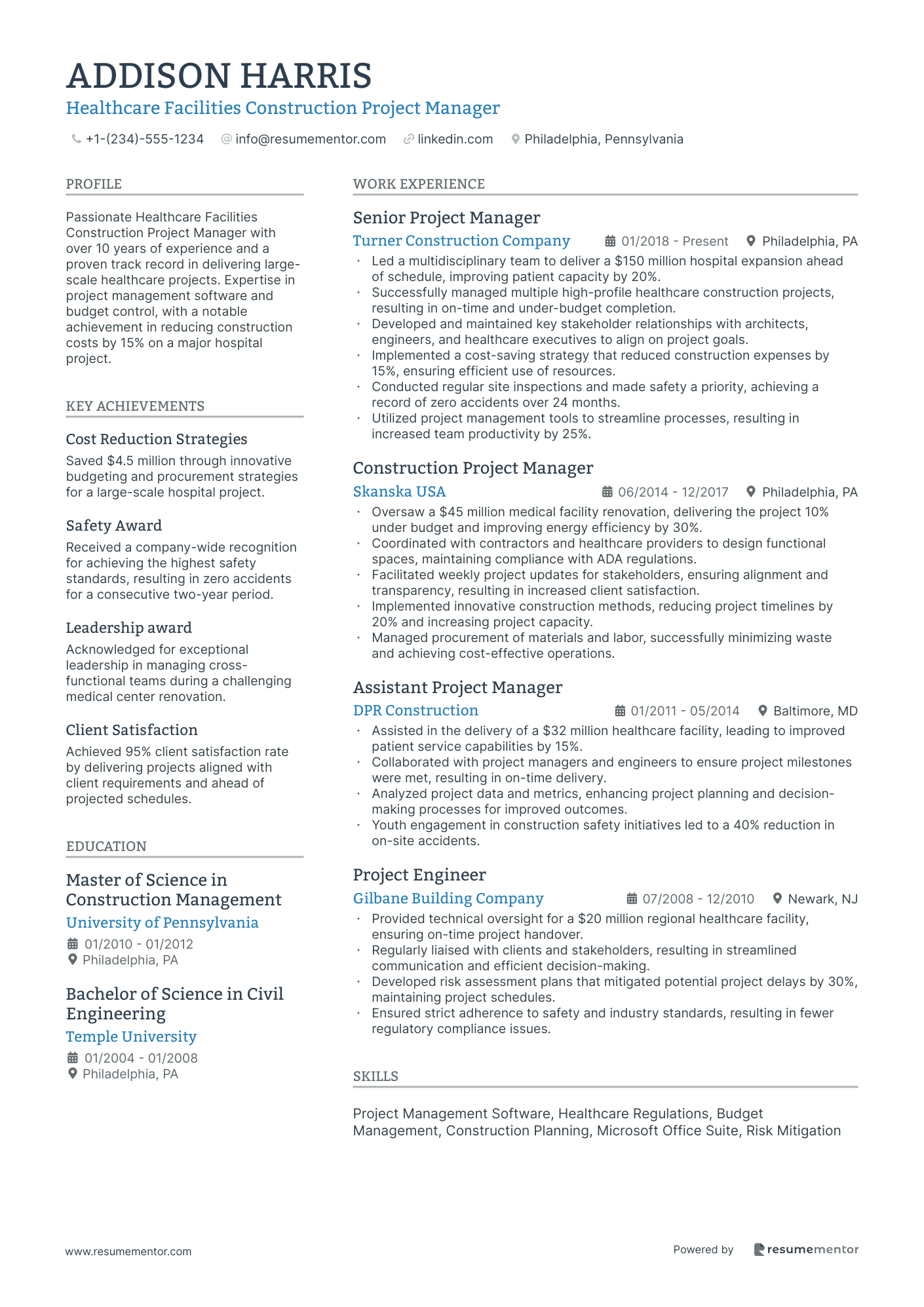 Healthcare Facilities Construction Project Manager