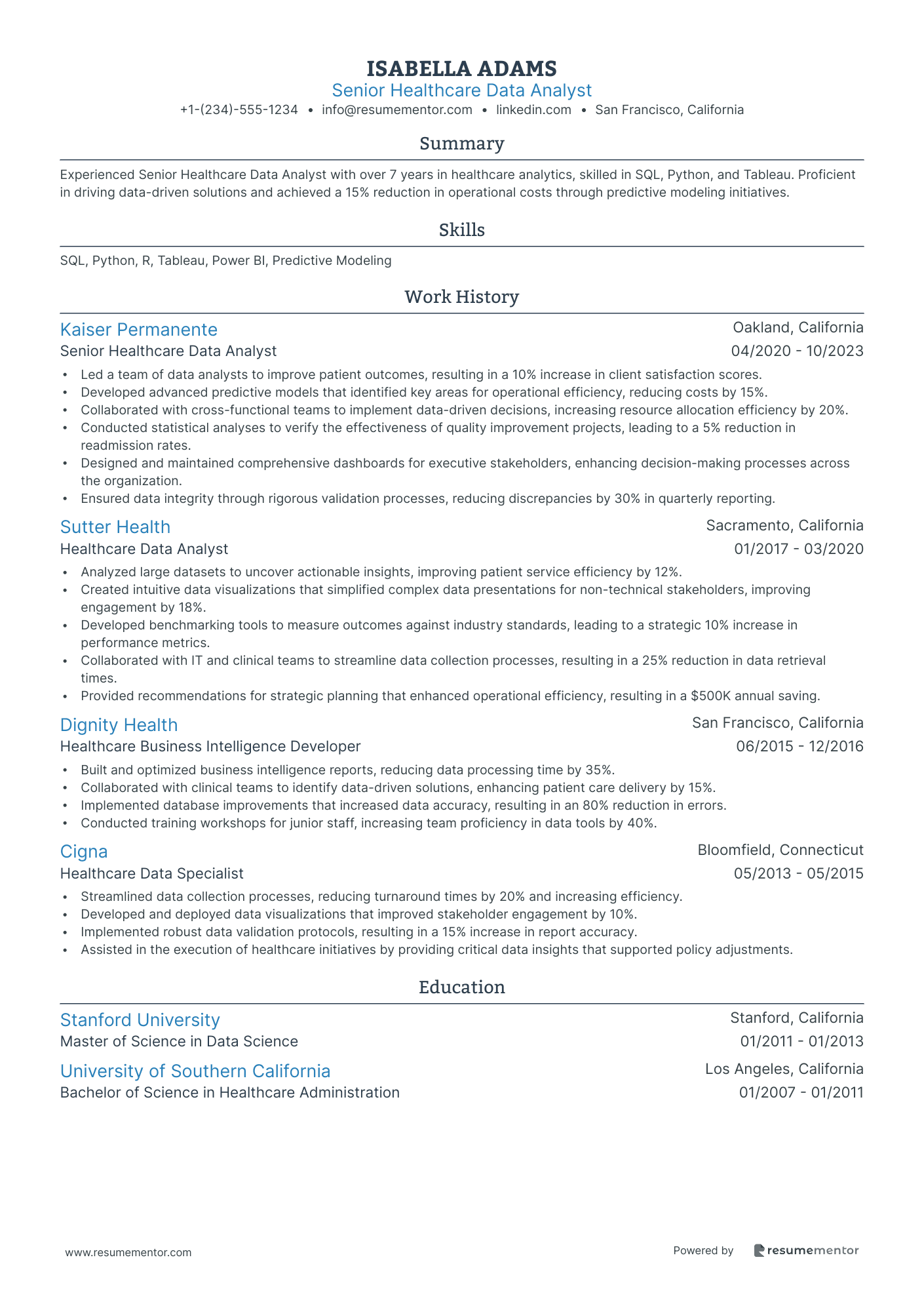 Senior Healthcare Data Analyst