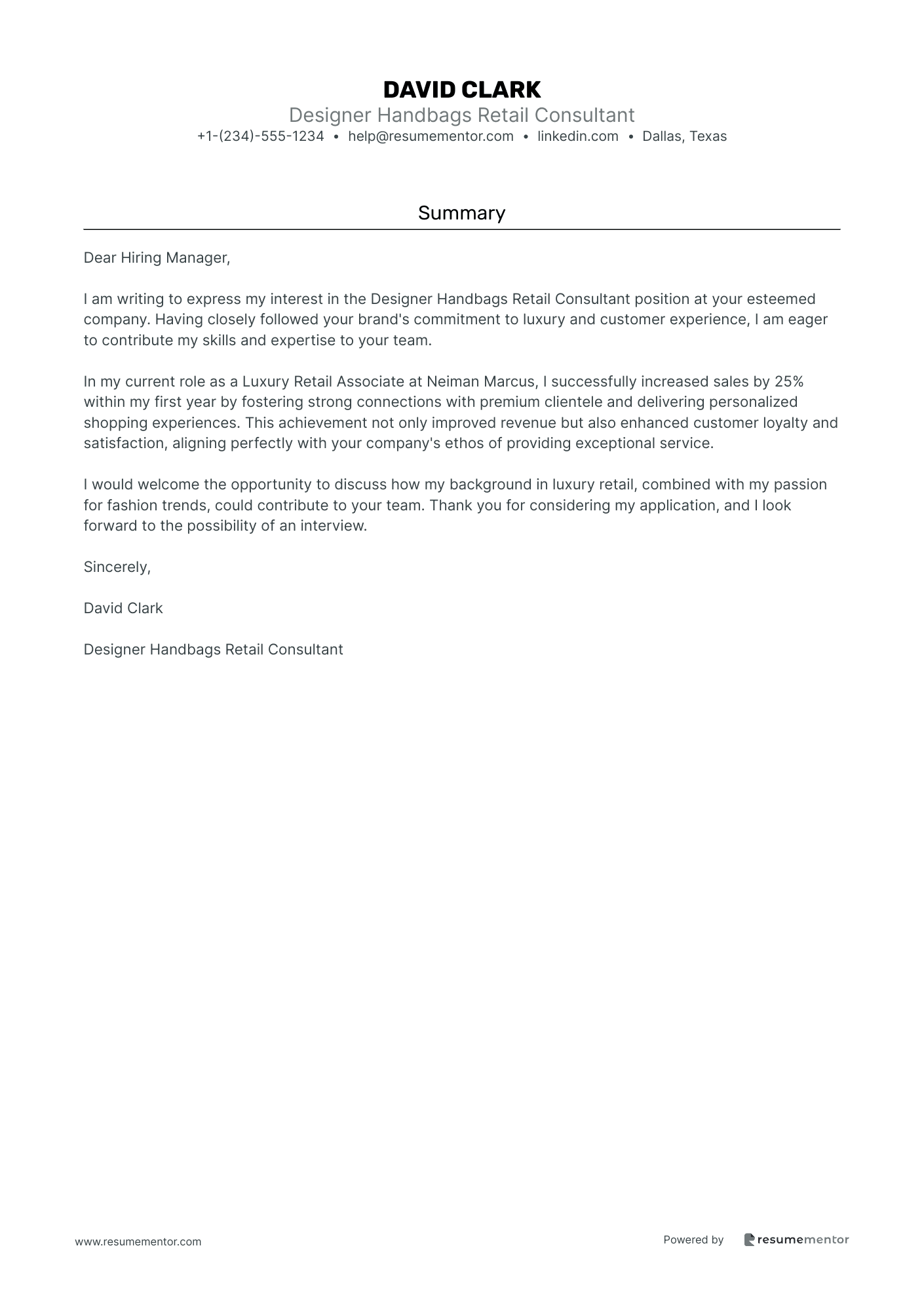 Designer Handbags Retail Consultant