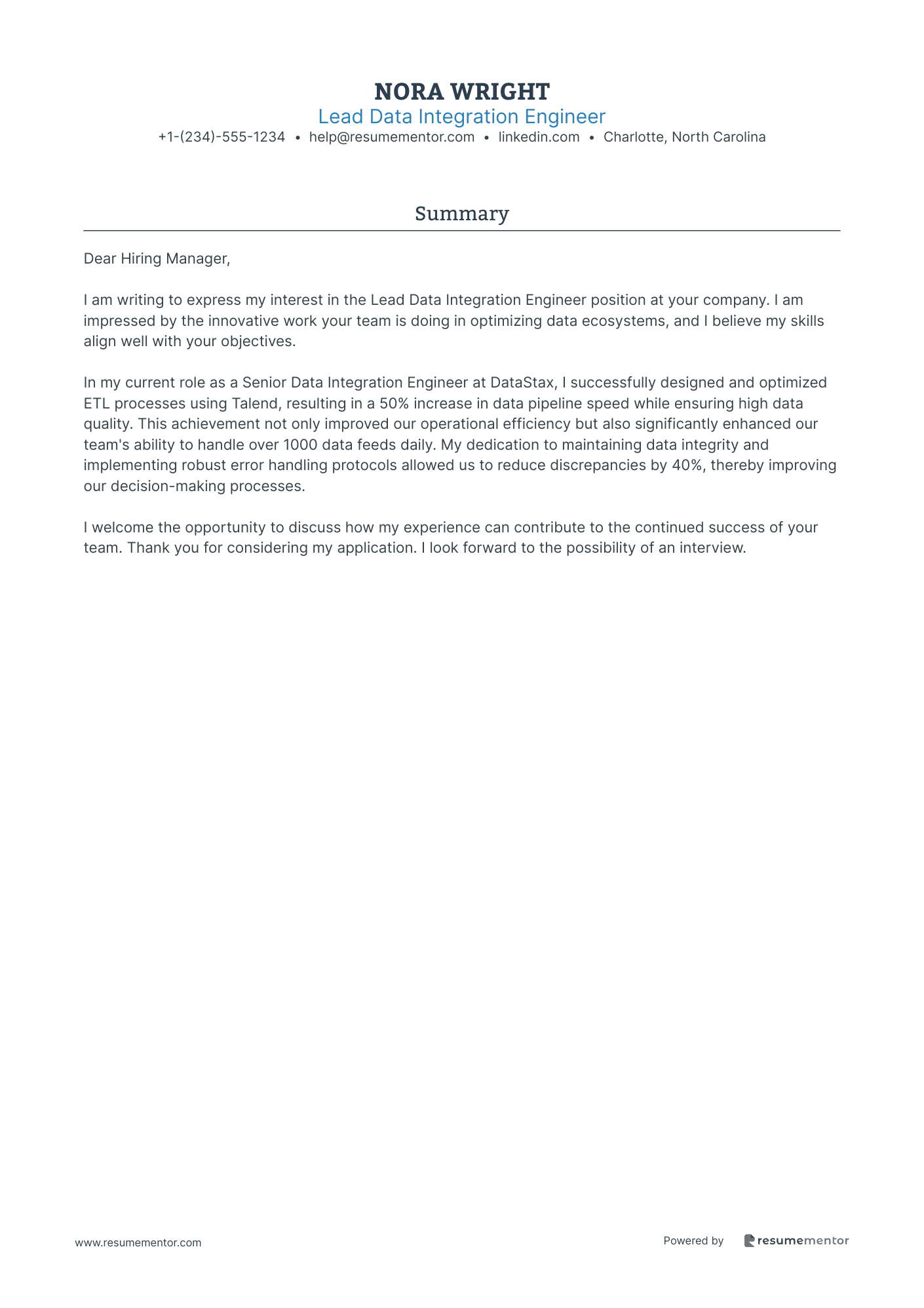 Lead Data Integration Engineer