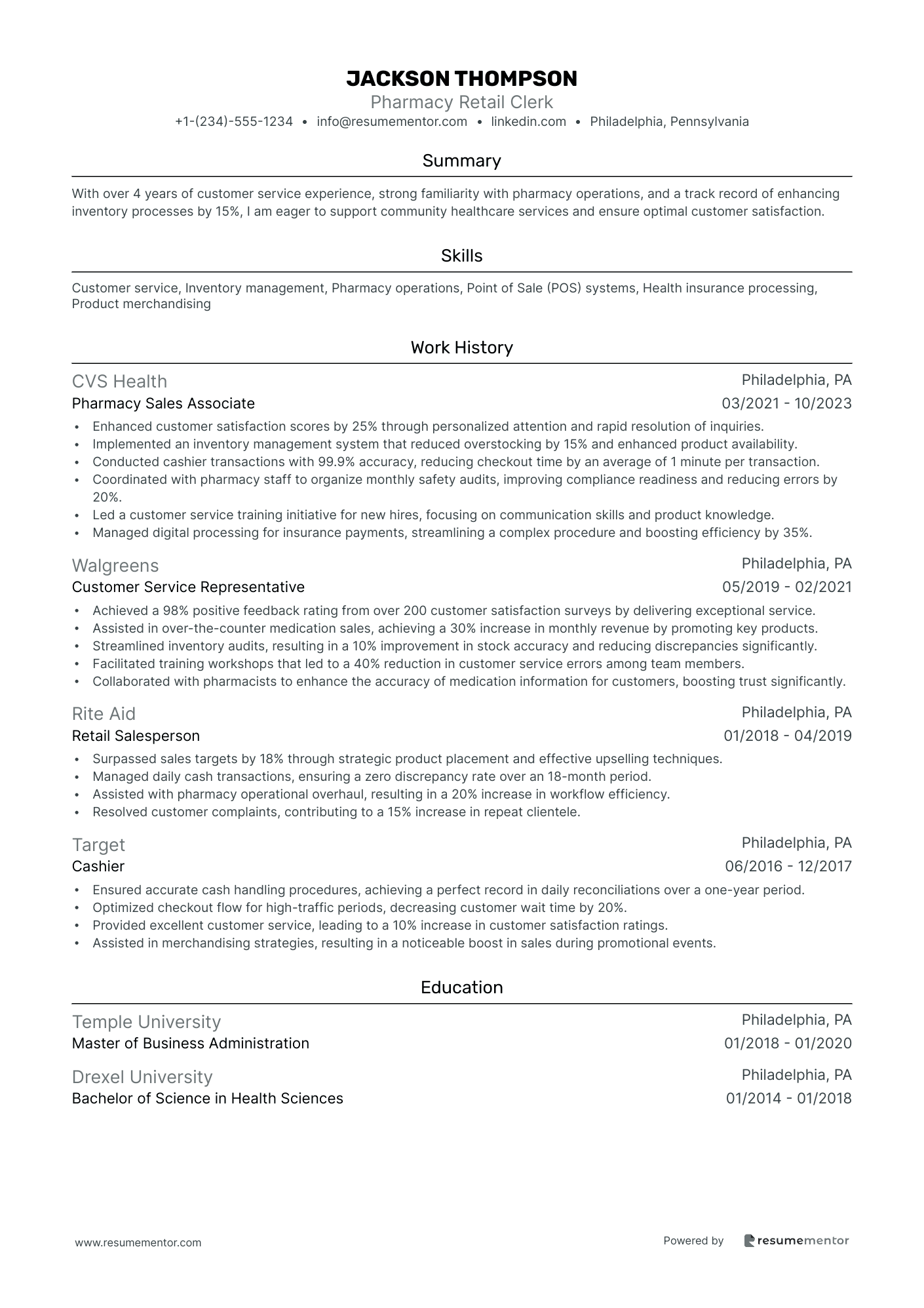 Pharmacy Retail Clerk