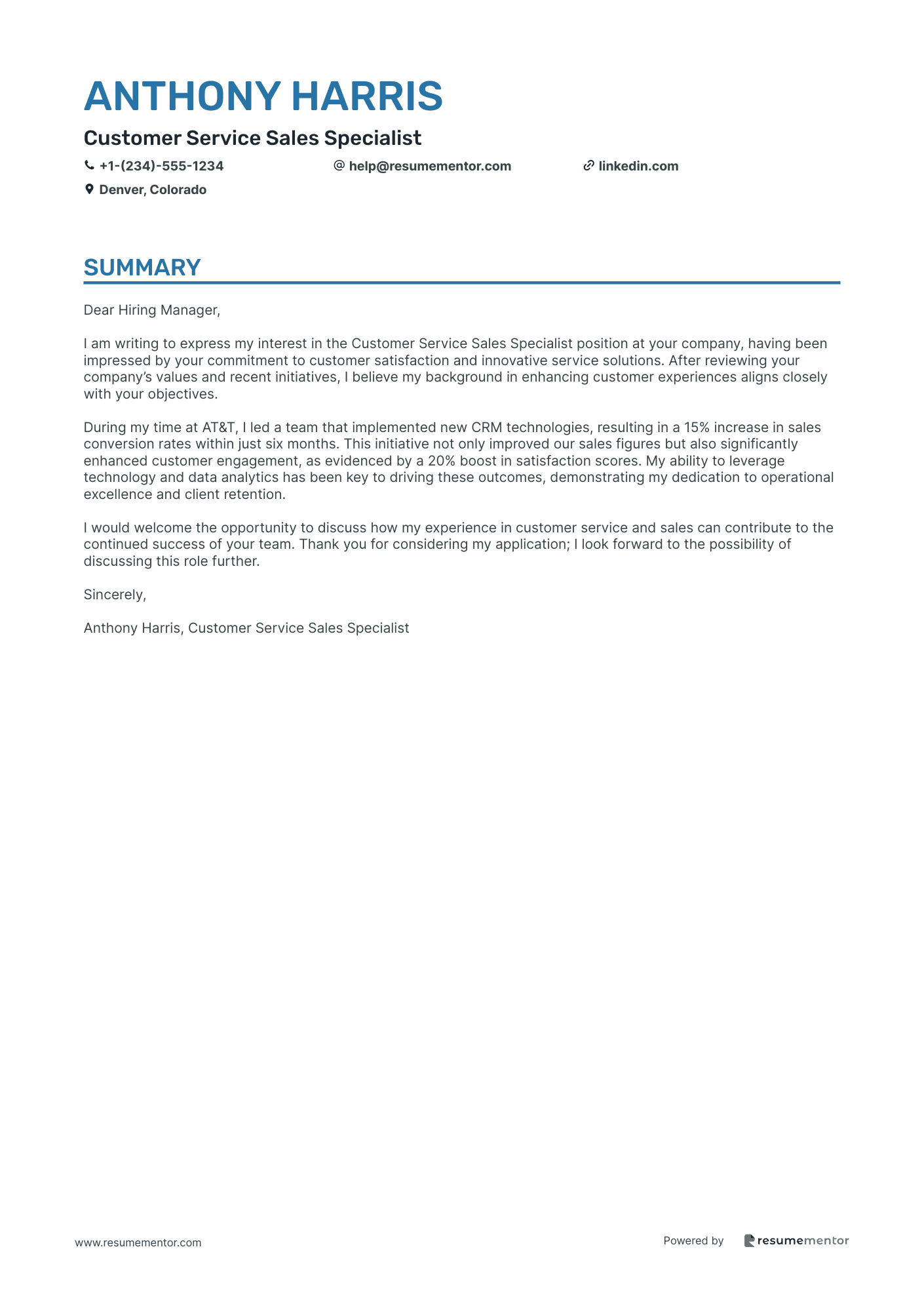 Customer Service Sales Specialist