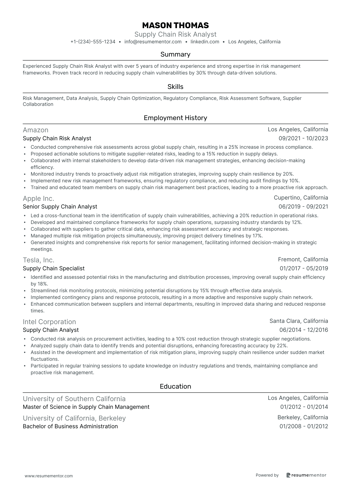 Supply Chain Risk Analyst