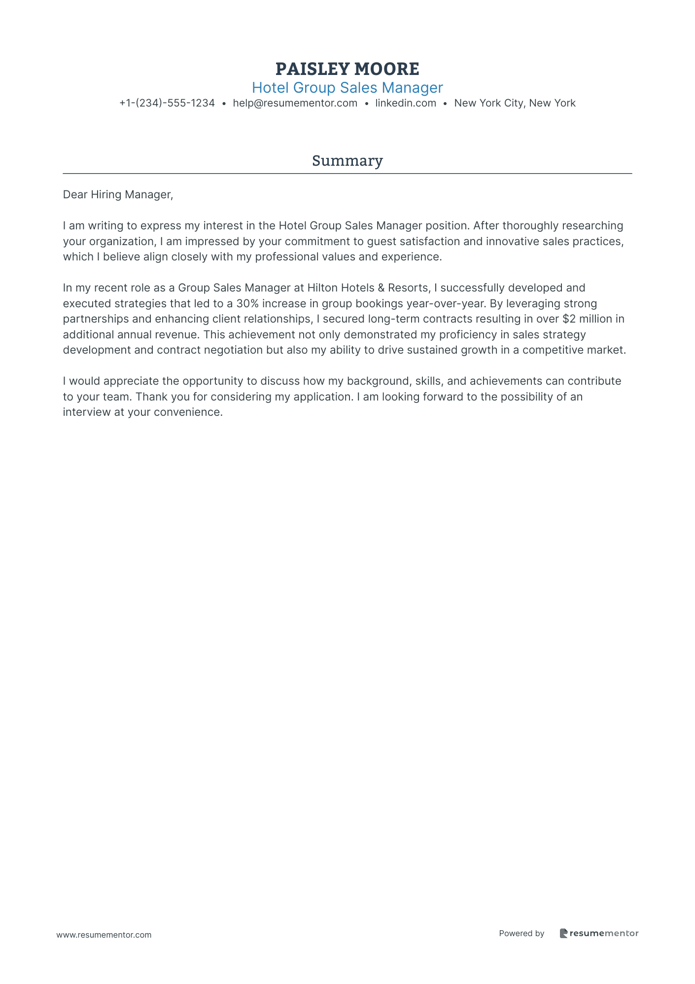 Hotel Group Sales Manager