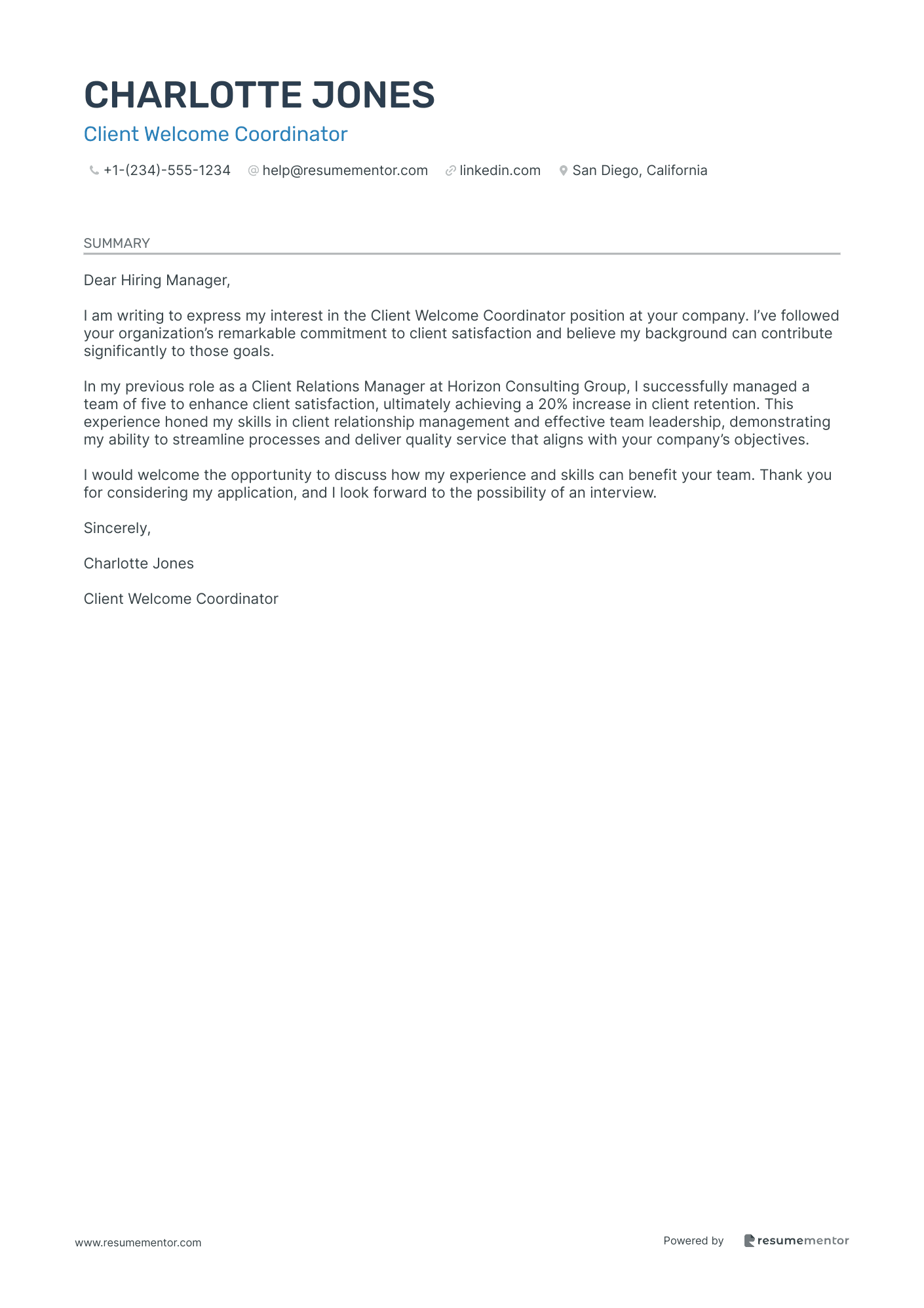 Client Welcome Coordinator