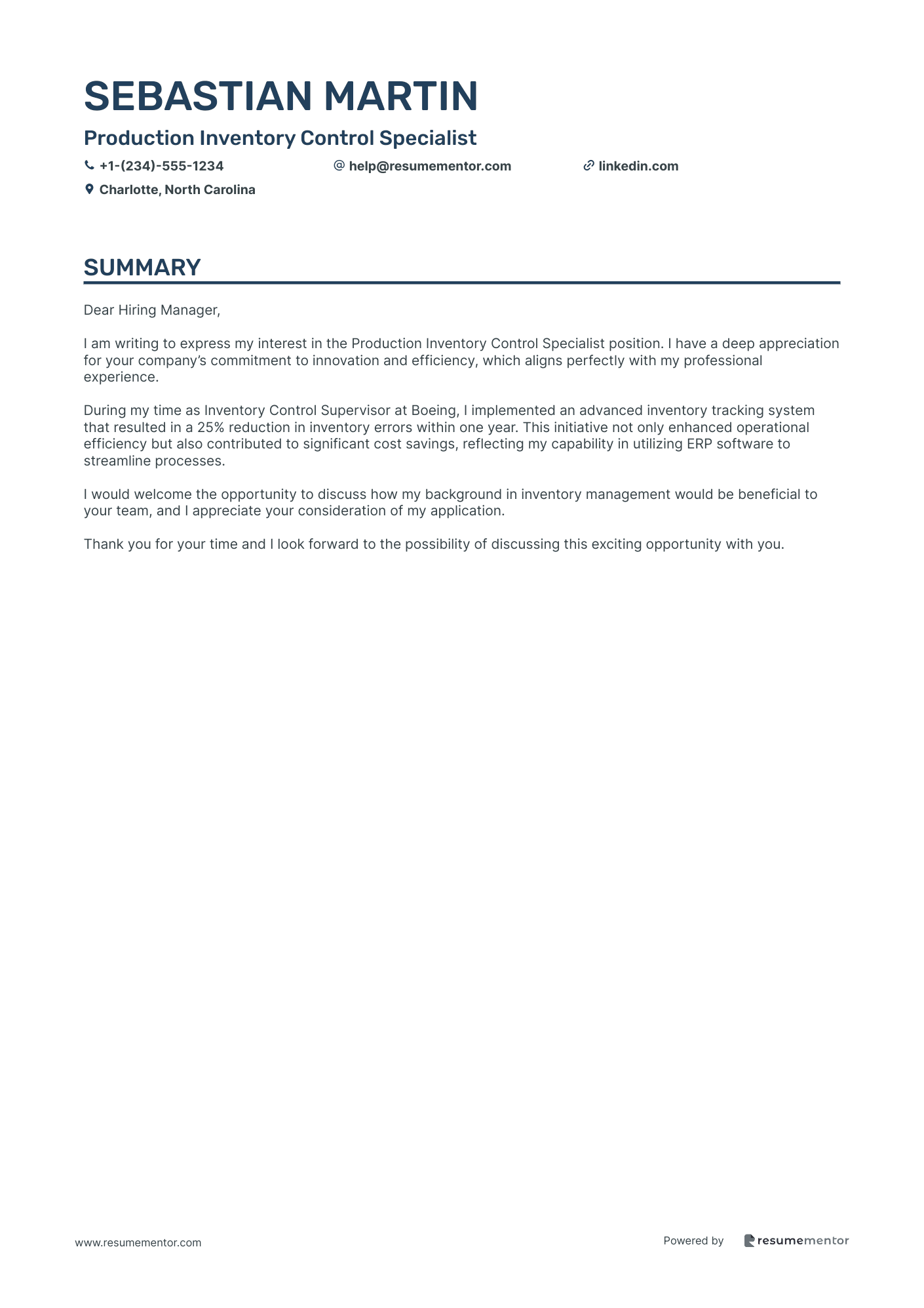 Production Inventory Control Specialist