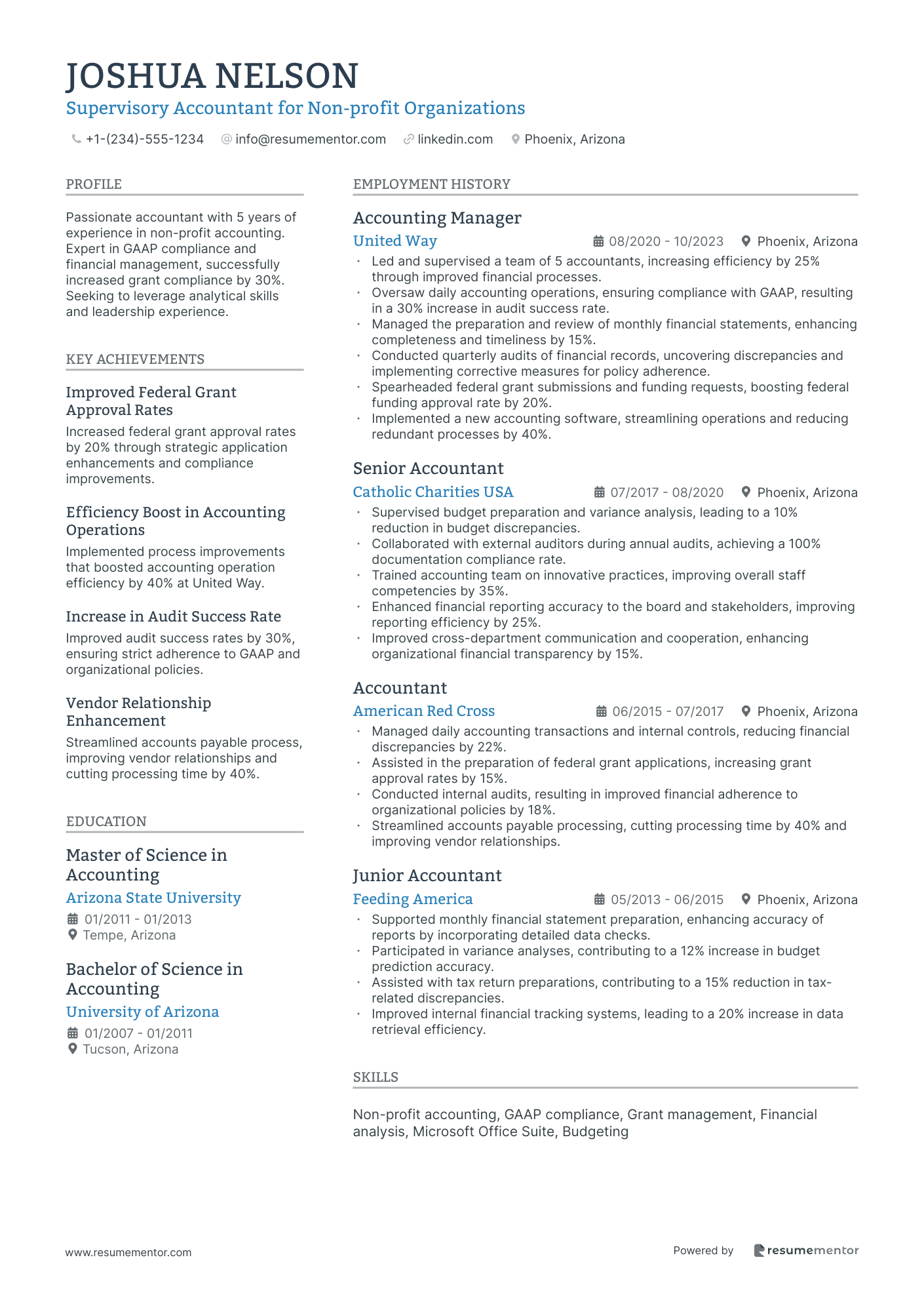 Supervisory Accountant for Non profit Organizations