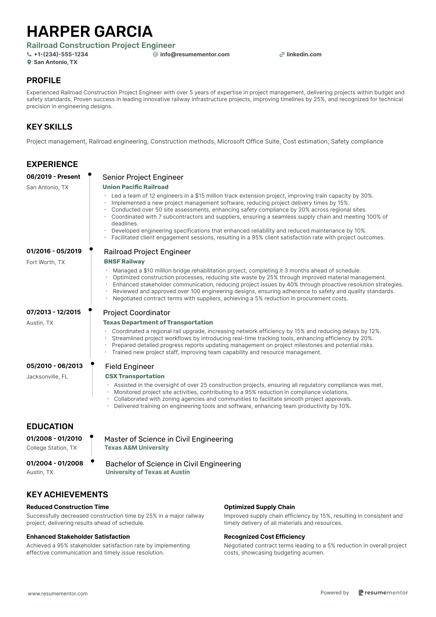 Railroad Construction Project Engineer