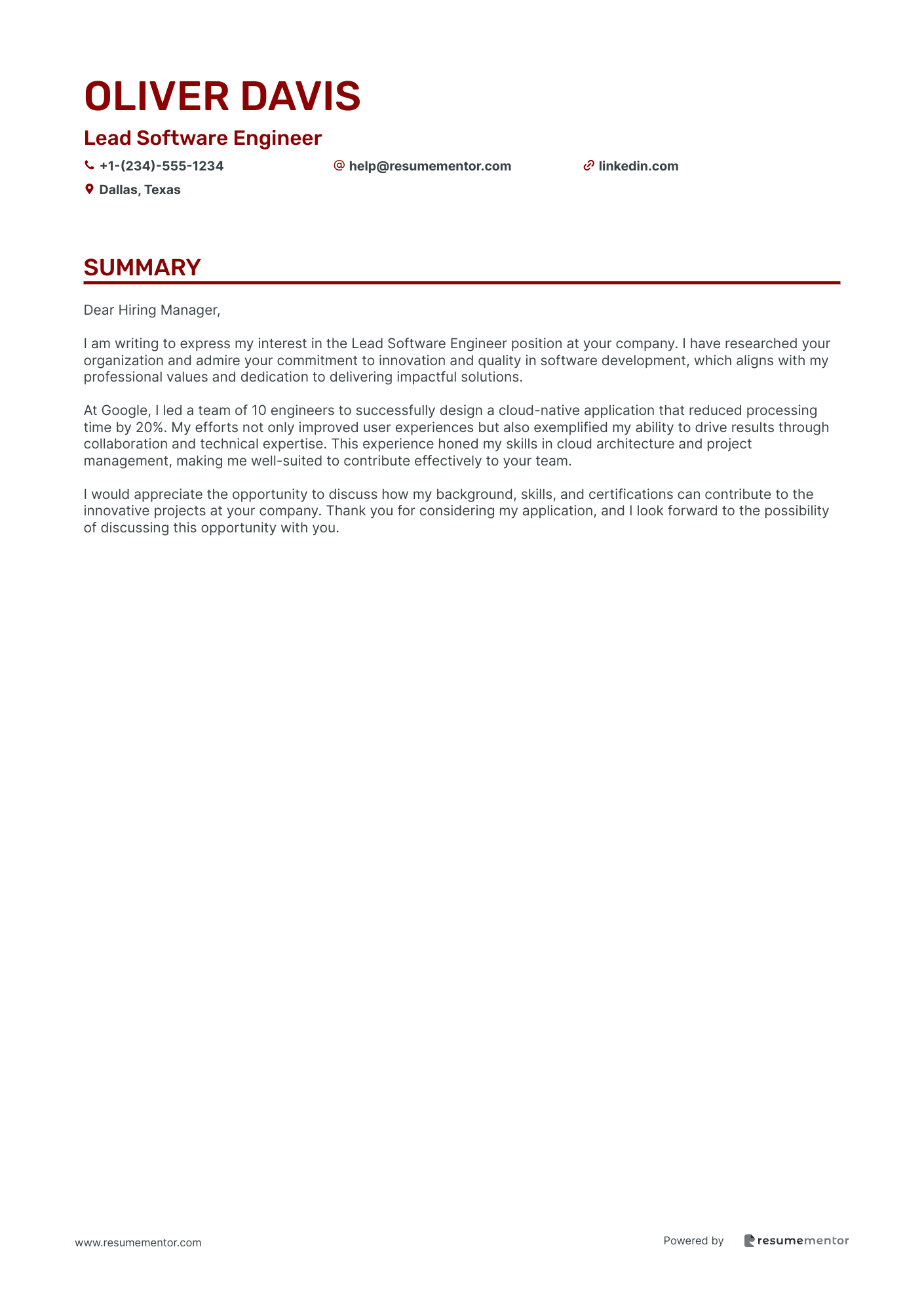 Lead Software Engineer