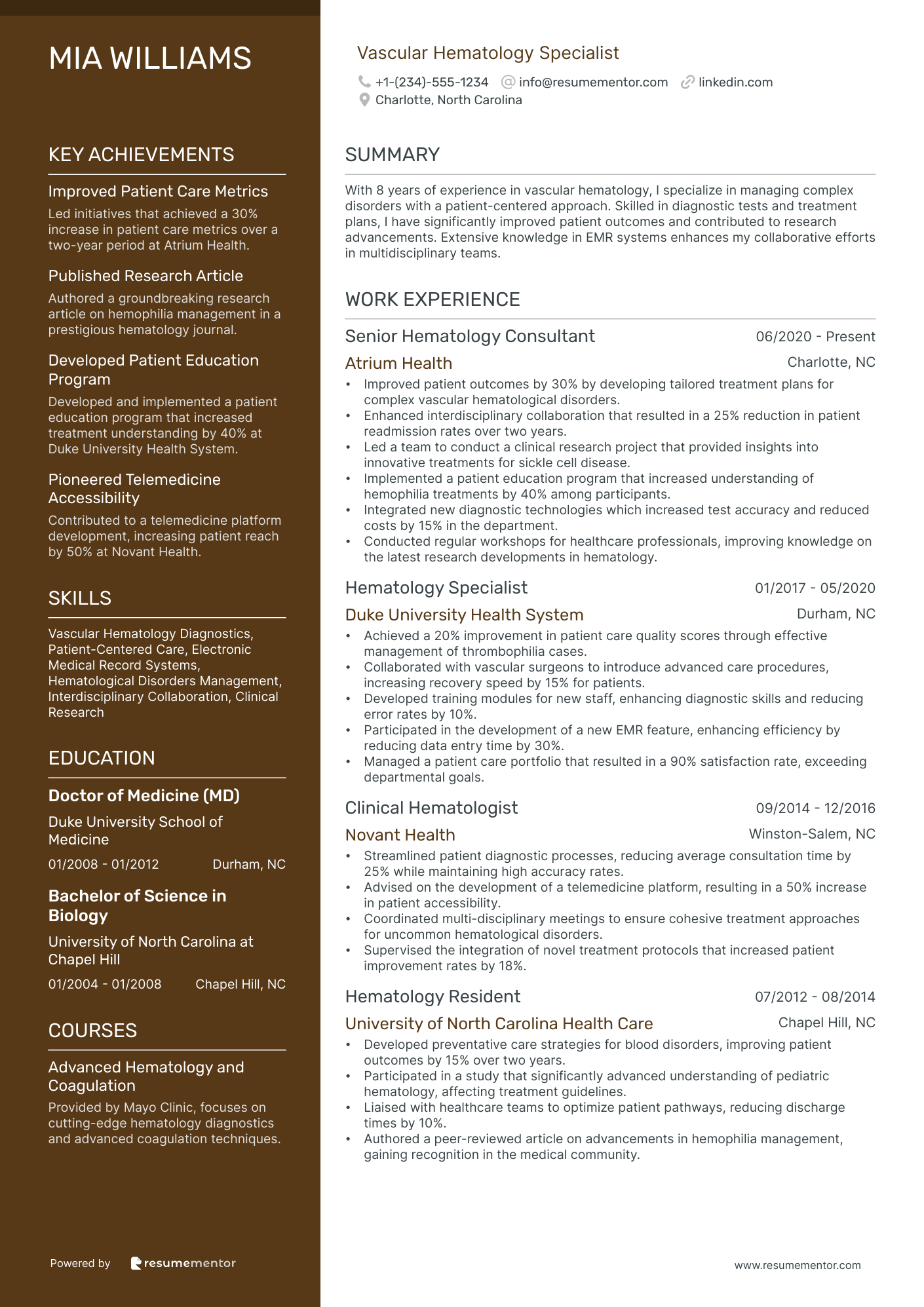 Vascular Hematology Specialist