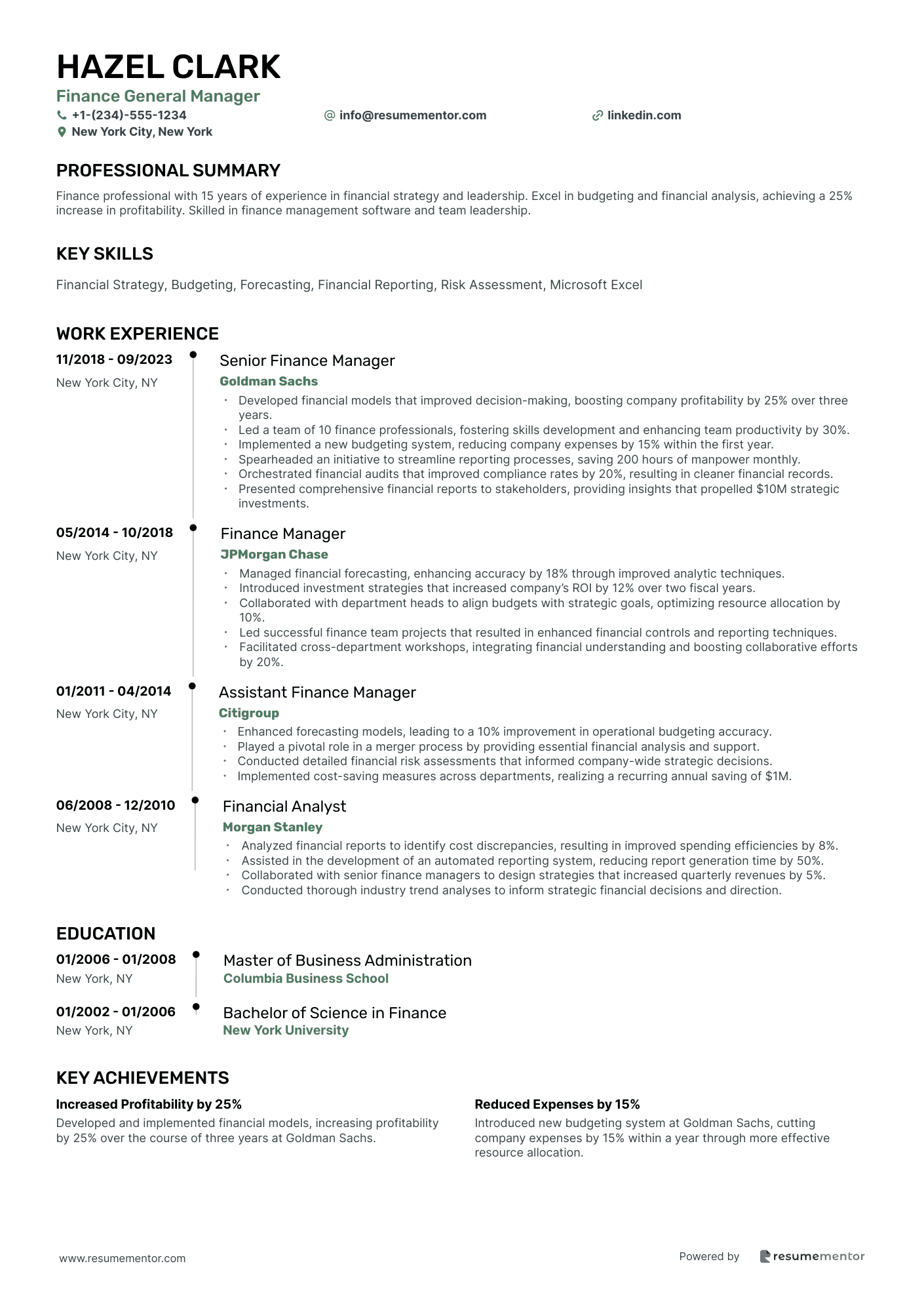 Finance General Manager