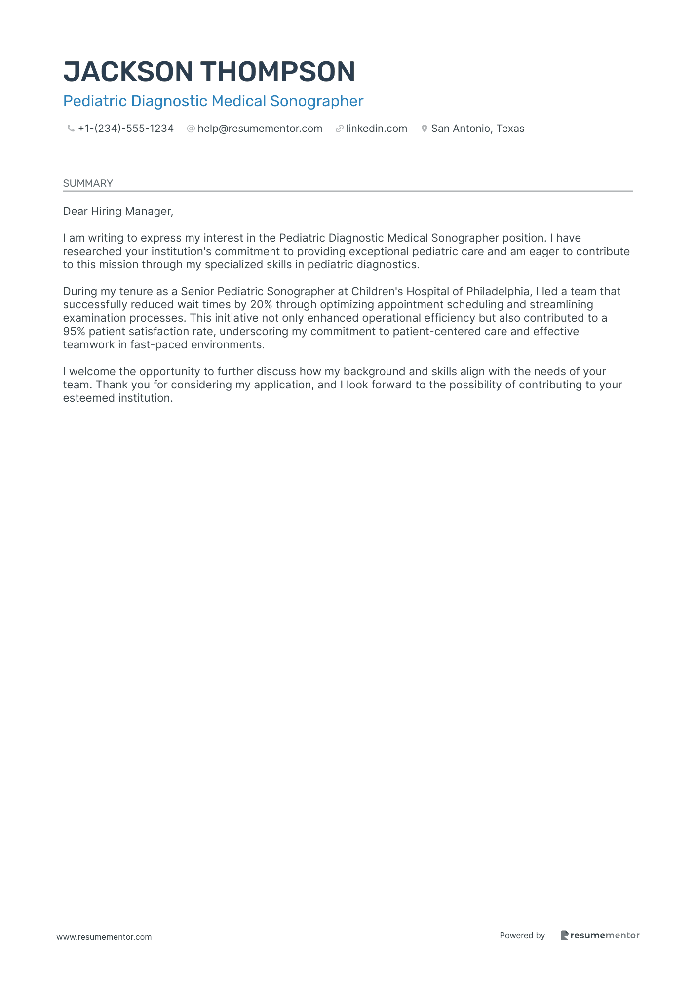 Pediatric Diagnostic Medical Sonographer