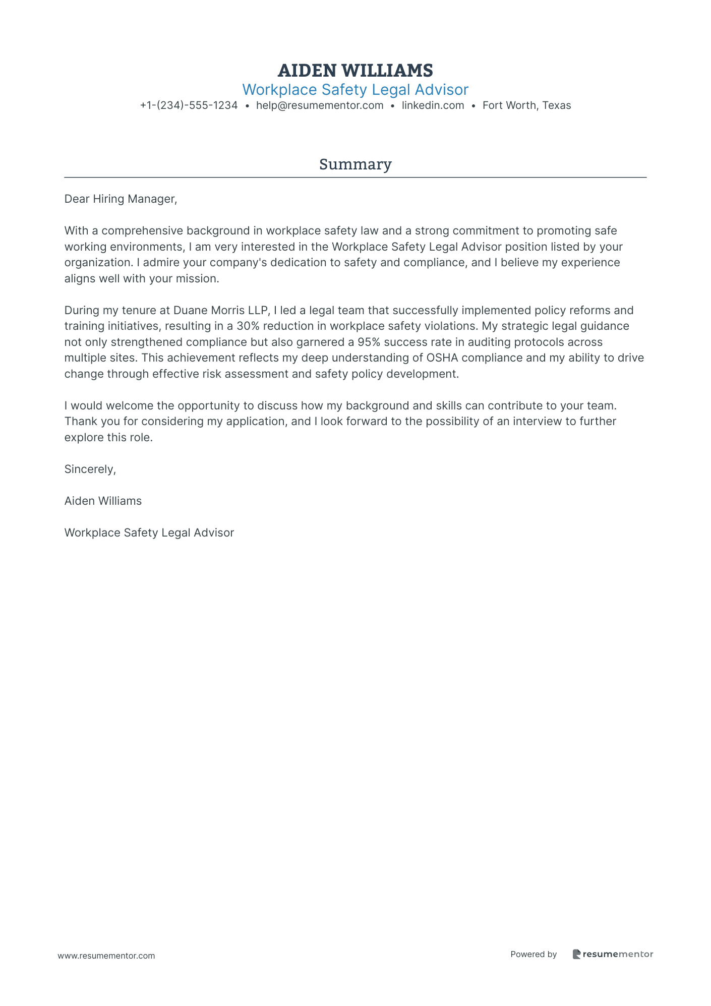 Workplace Safety Legal Advisor