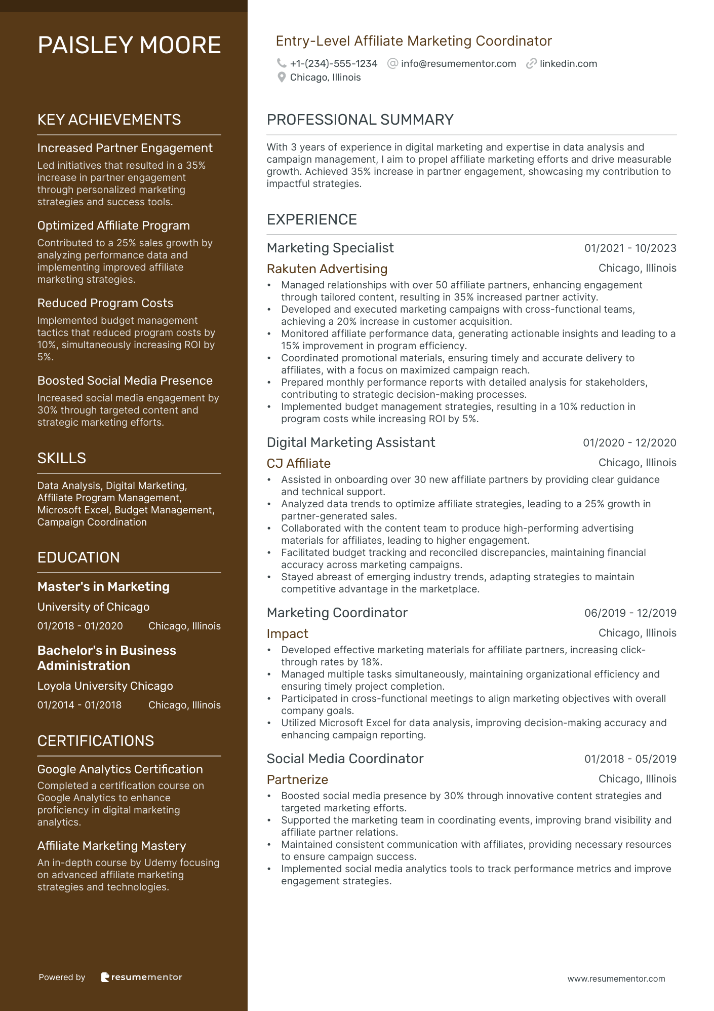 Entry Level Affiliate Marketing Coordinator