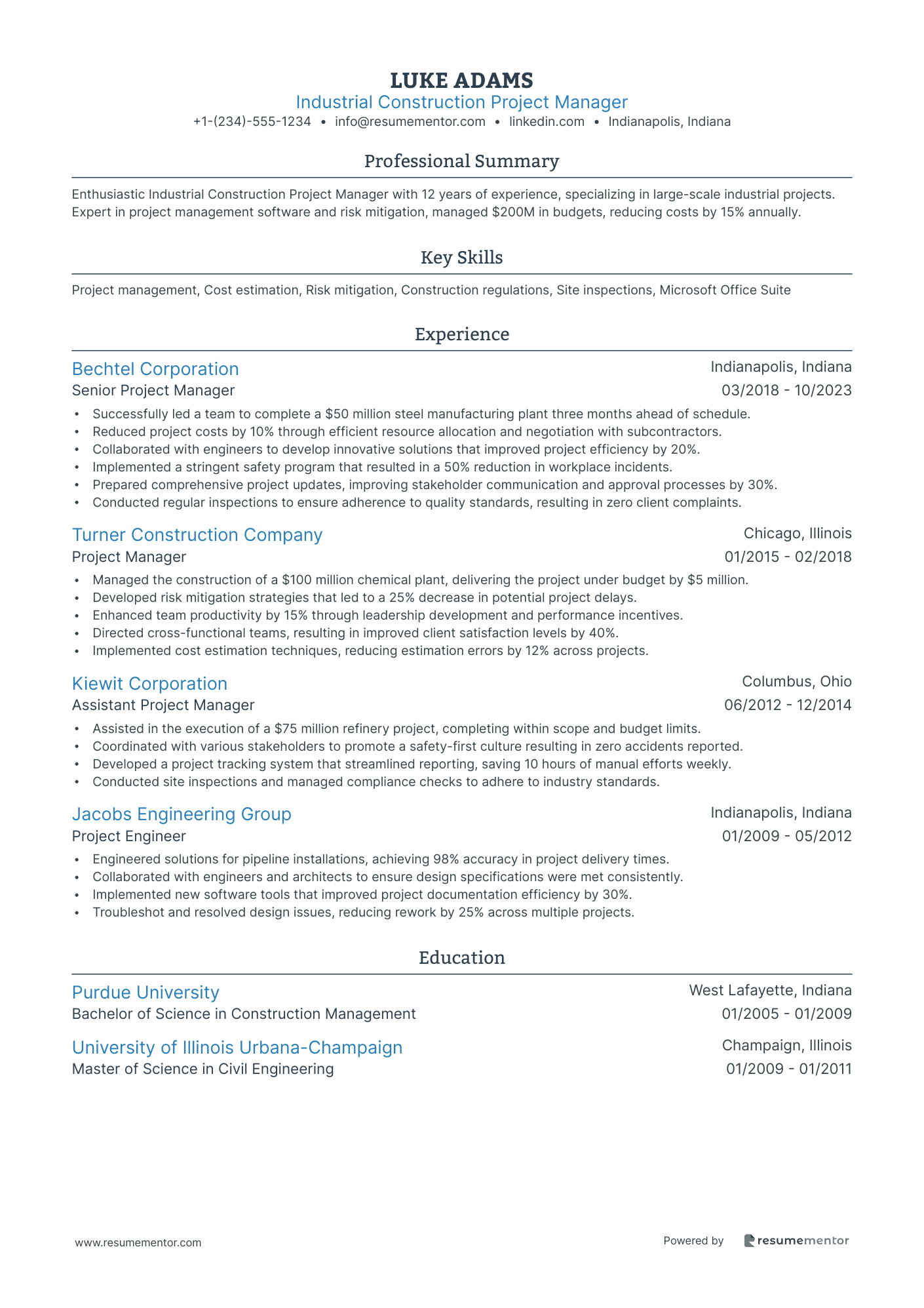 Industrial Construction Project Manager
