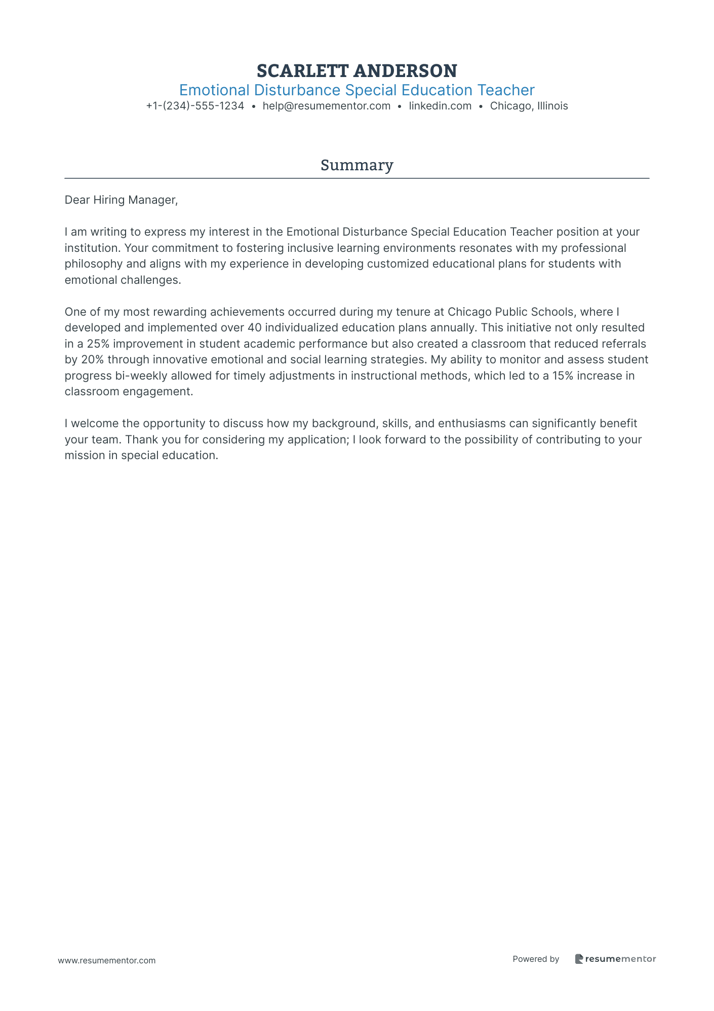 Emotional Disturbance Special Education Teacher