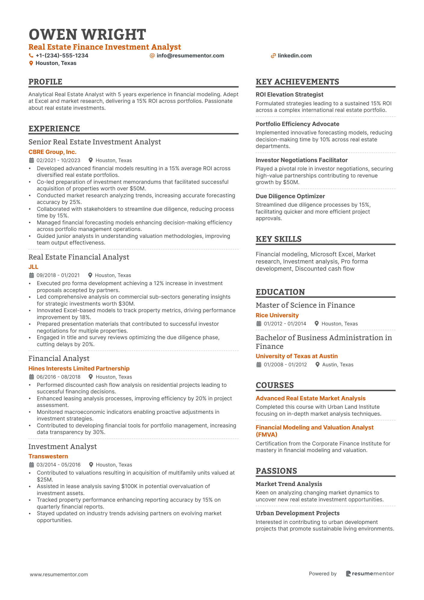 Real Estate Finance Investment Analyst