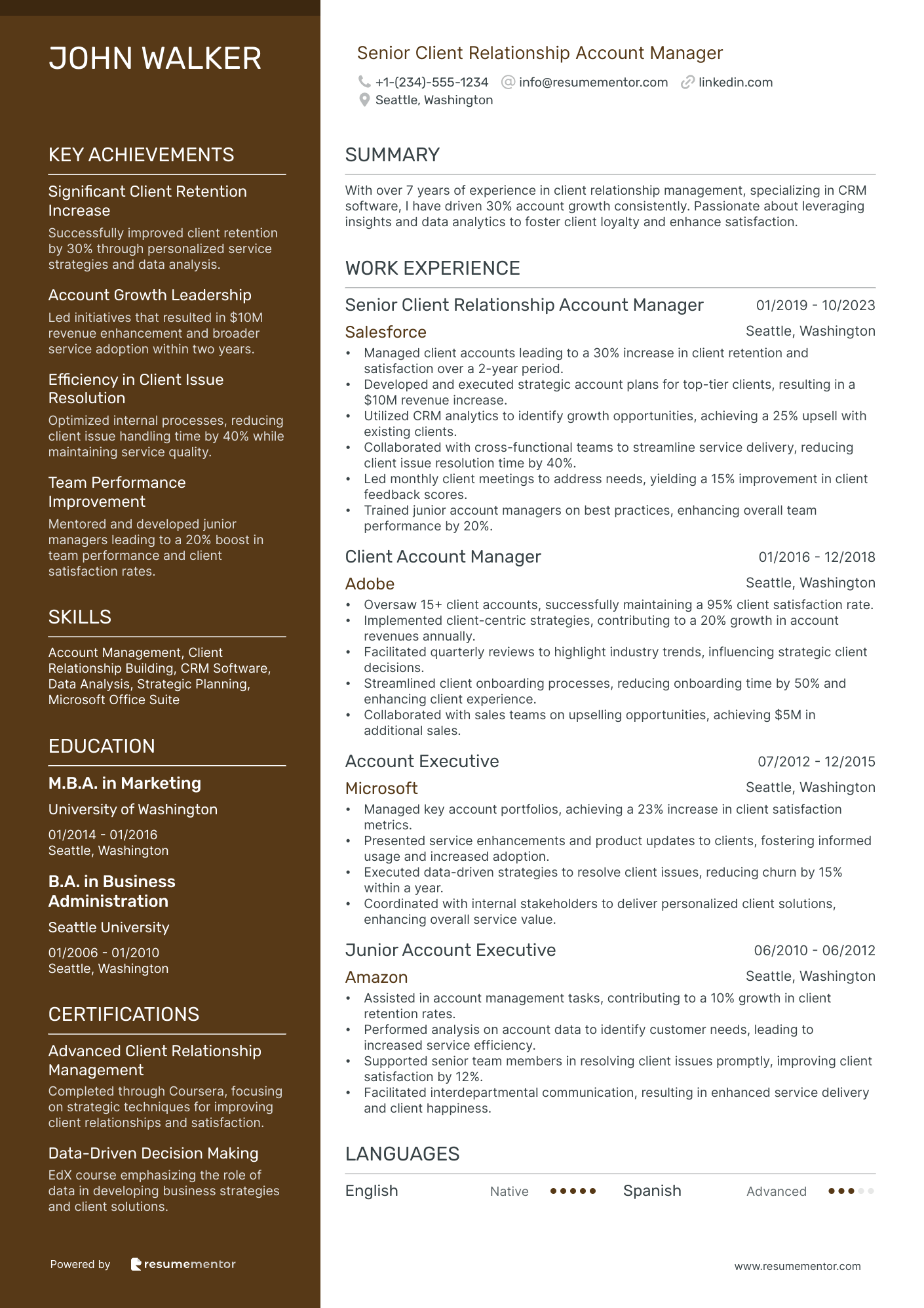 Senior Client Relationship Account Manager