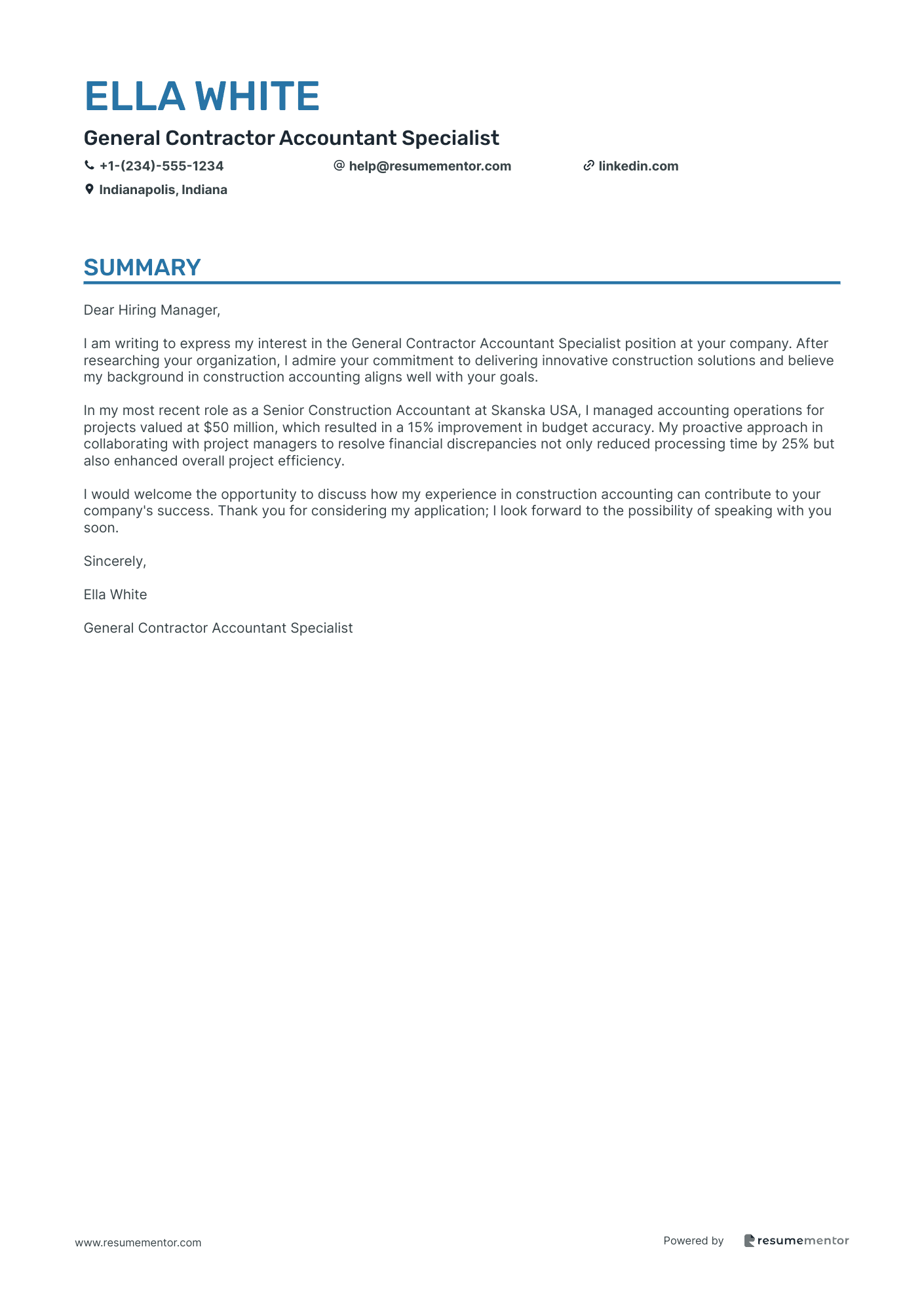 General Contractor Accountant Specialist