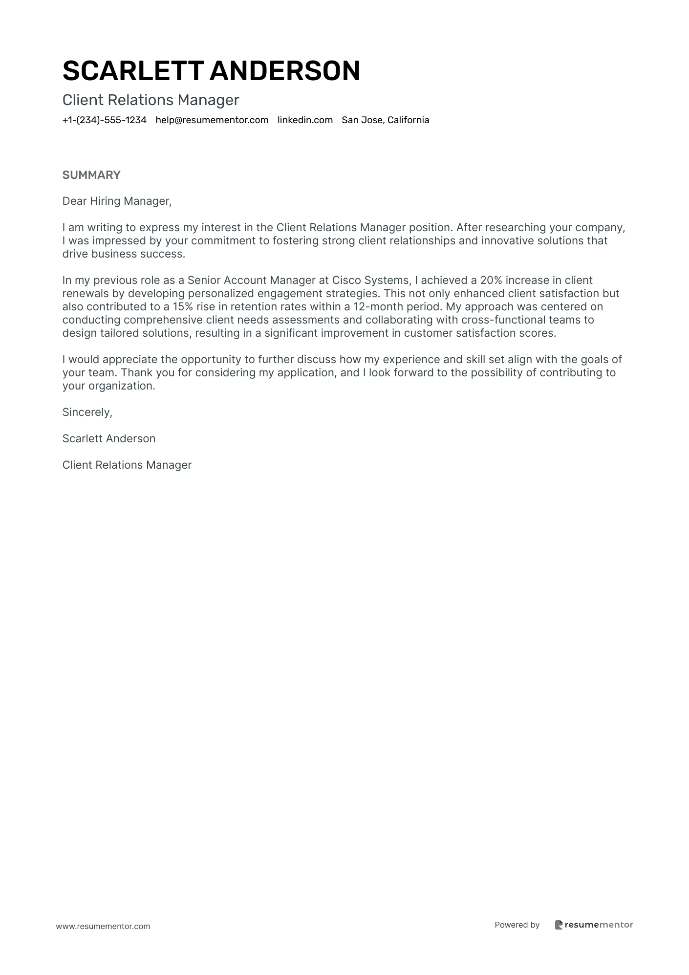 Client Relations Manager