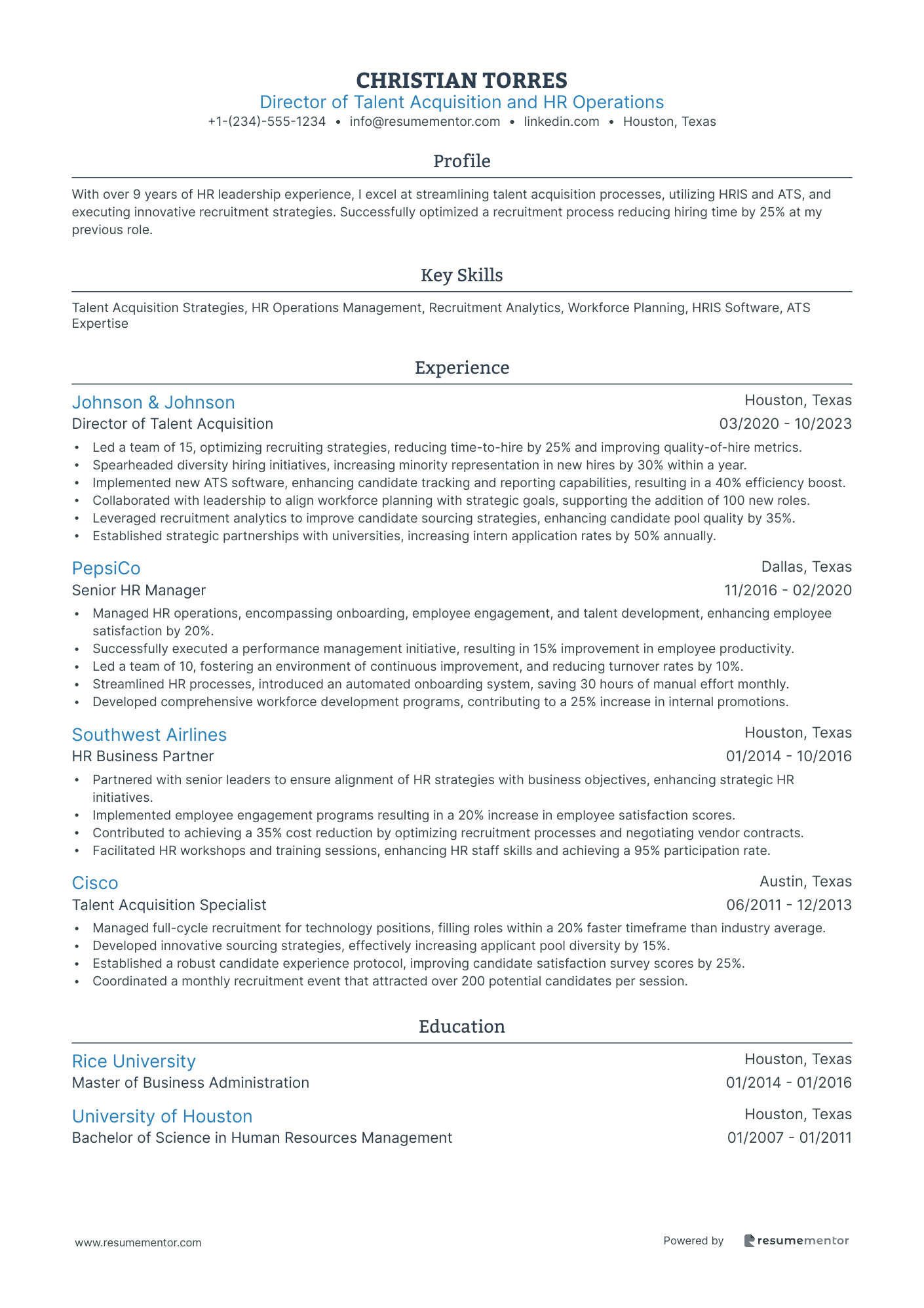 Director of Talent Acquisition and HR Operations