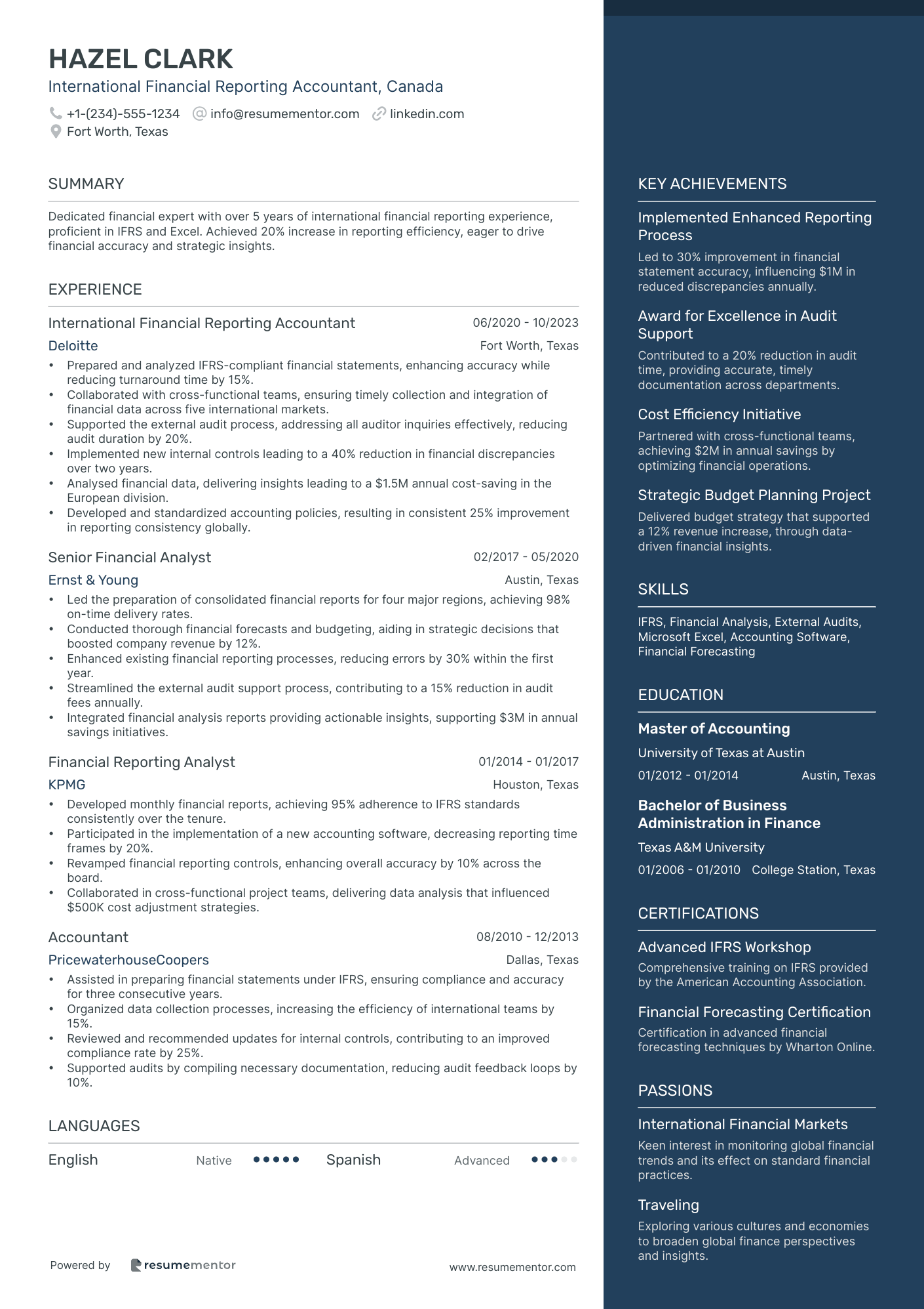 International Financial Reporting Accountant, Canada