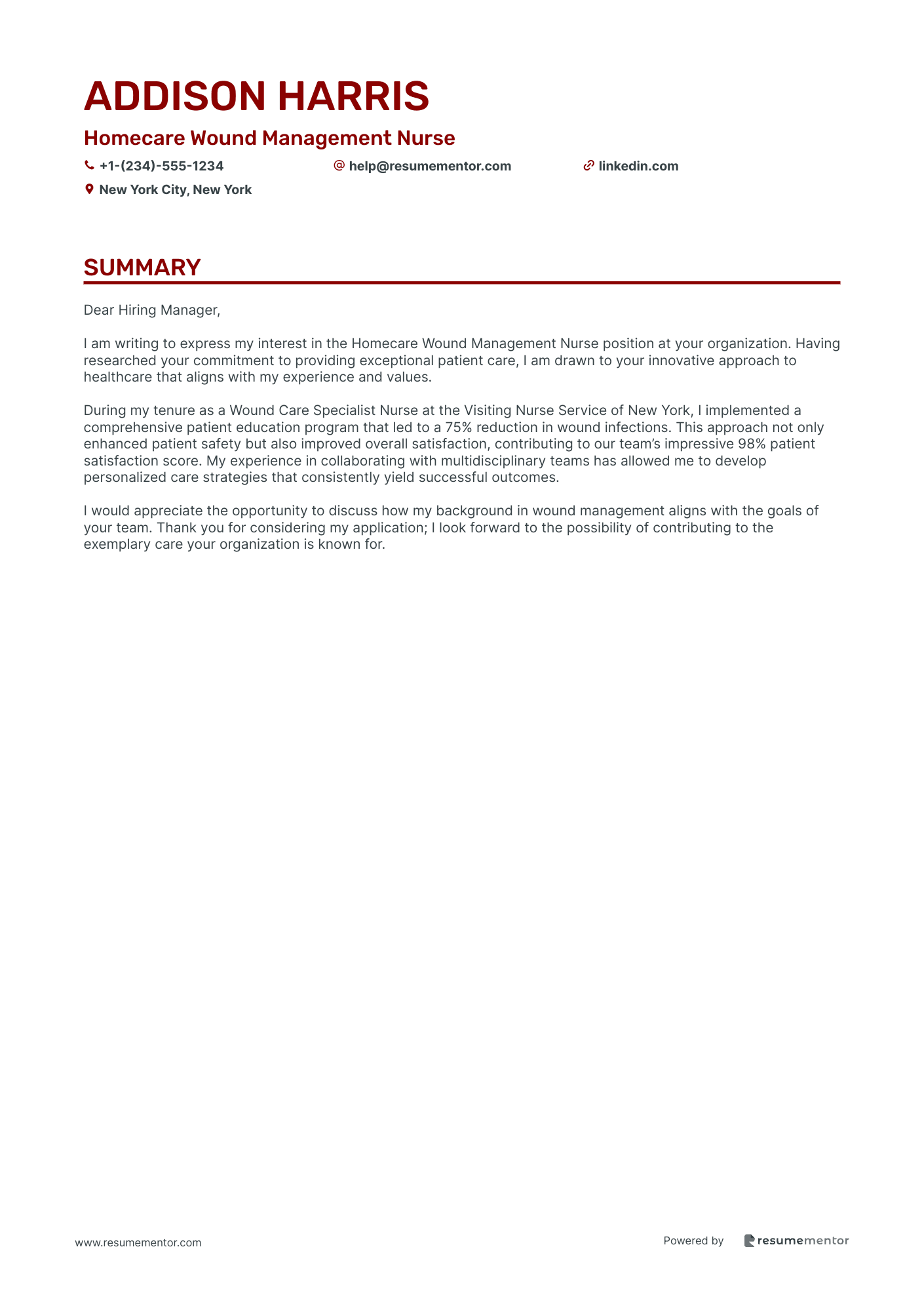 Homecare Wound Management Nurse