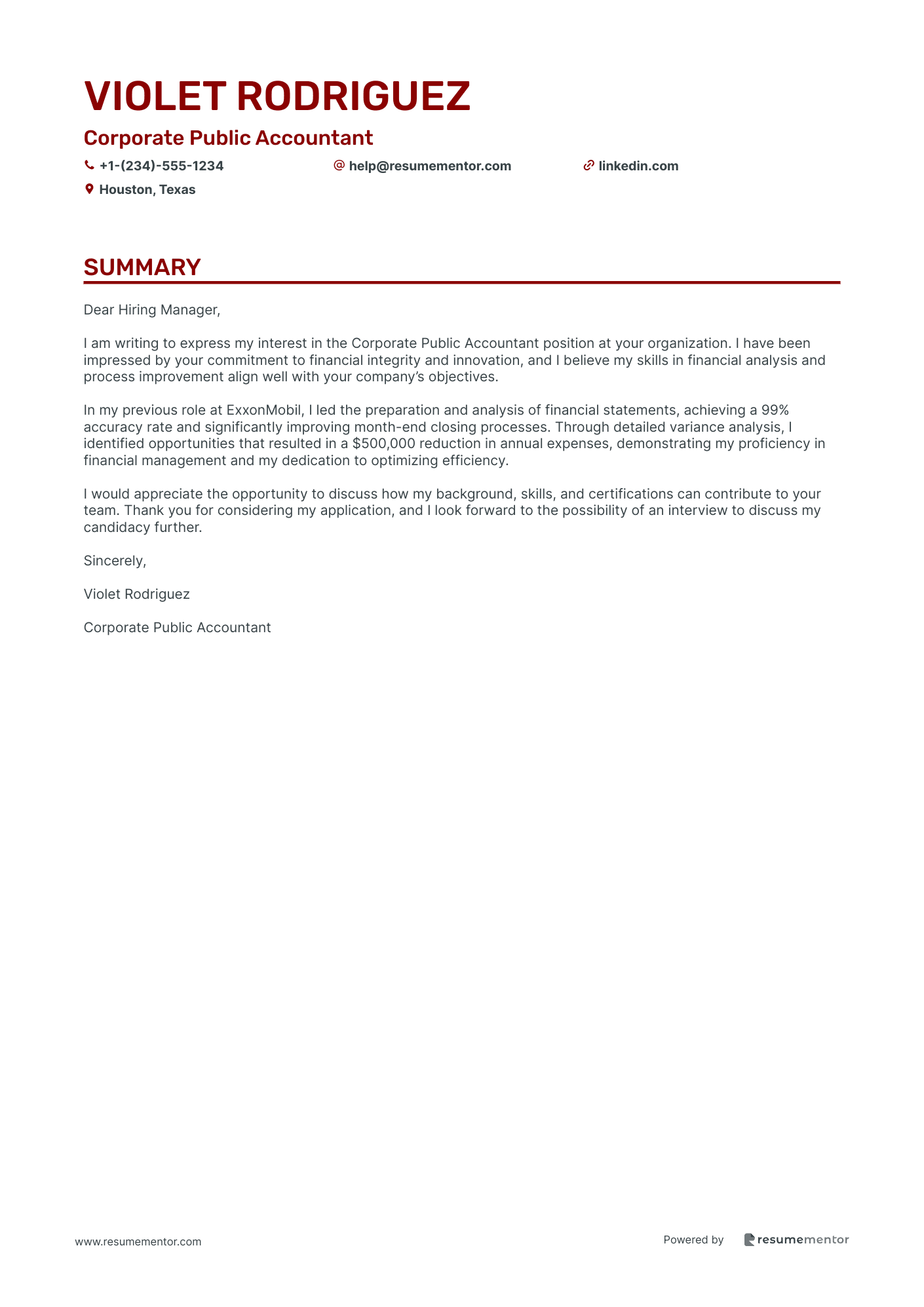 Corporate Public Accountant