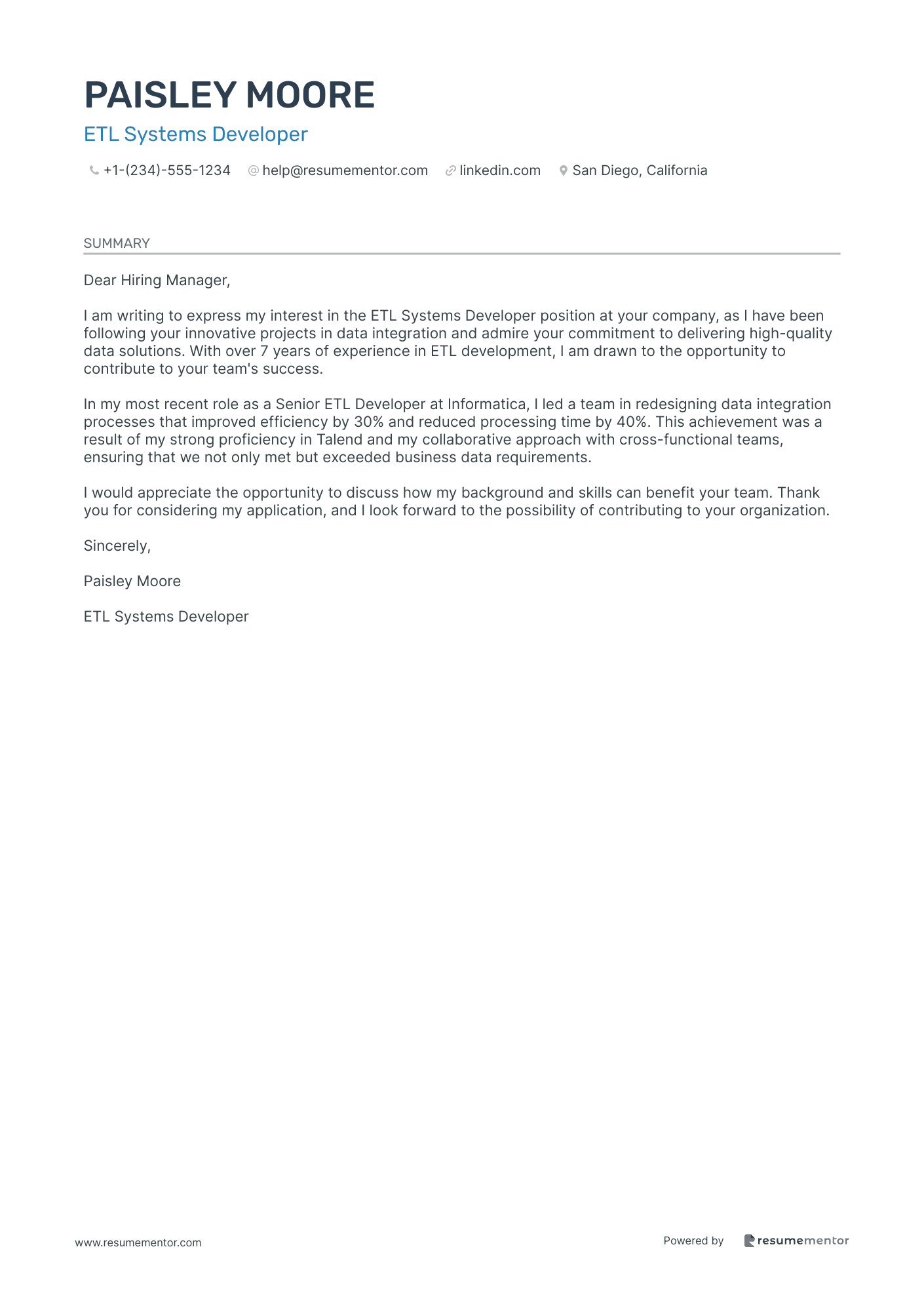 ETL Systems Developer
