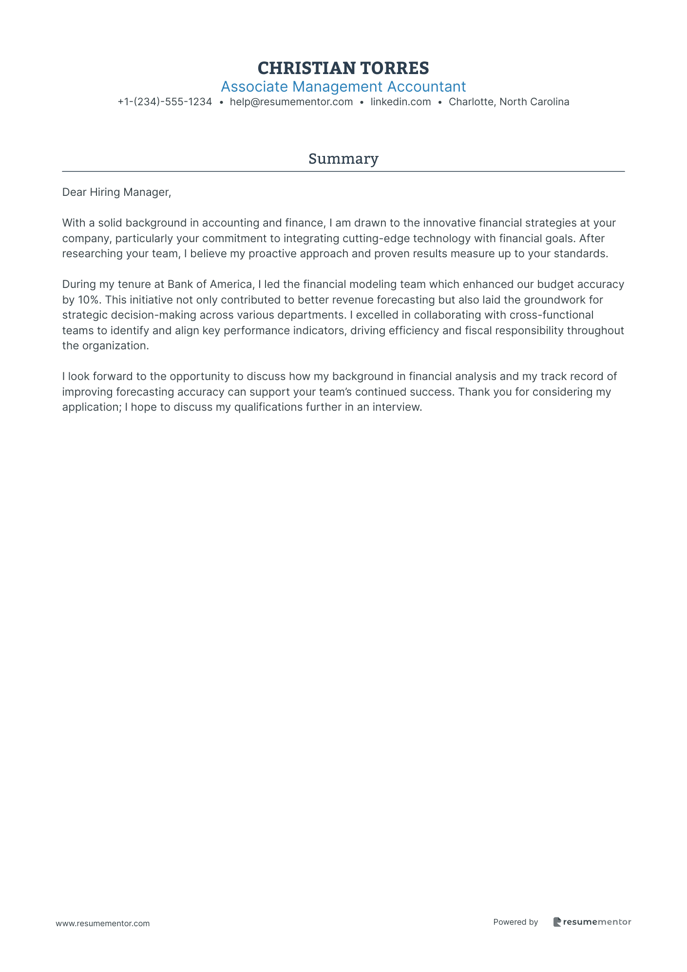 Associate Management Accountant