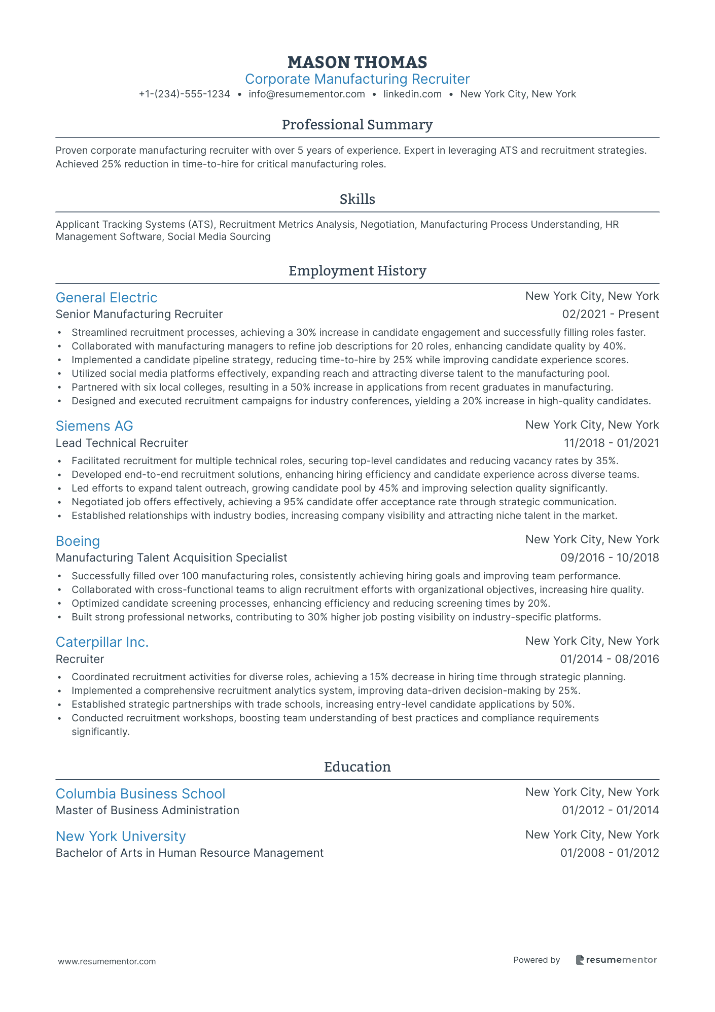 Corporate Manufacturing Recruiter