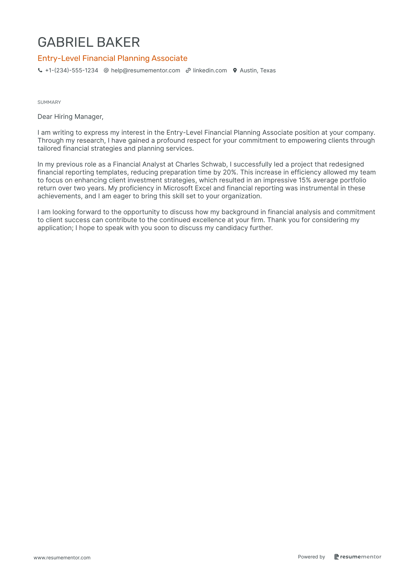 Entry Level Financial Planning Associate