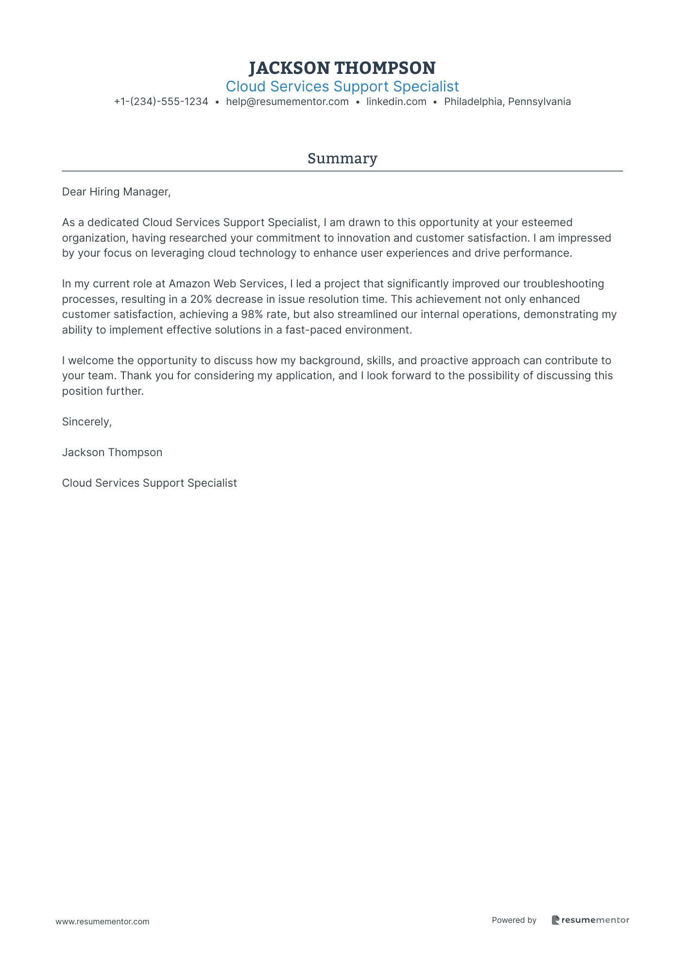 Cloud Services Support Specialist