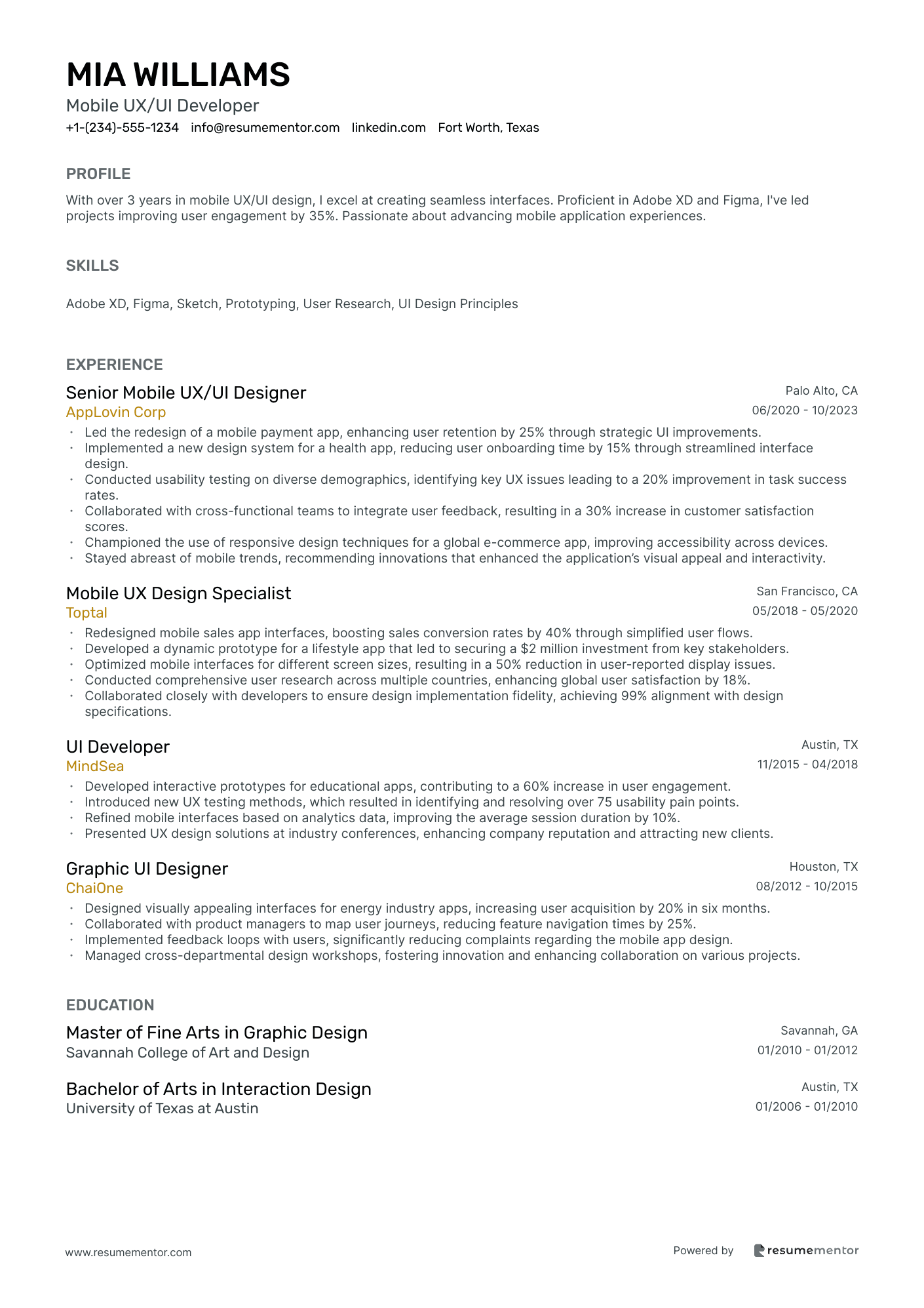 Mobile UX/UI Developer