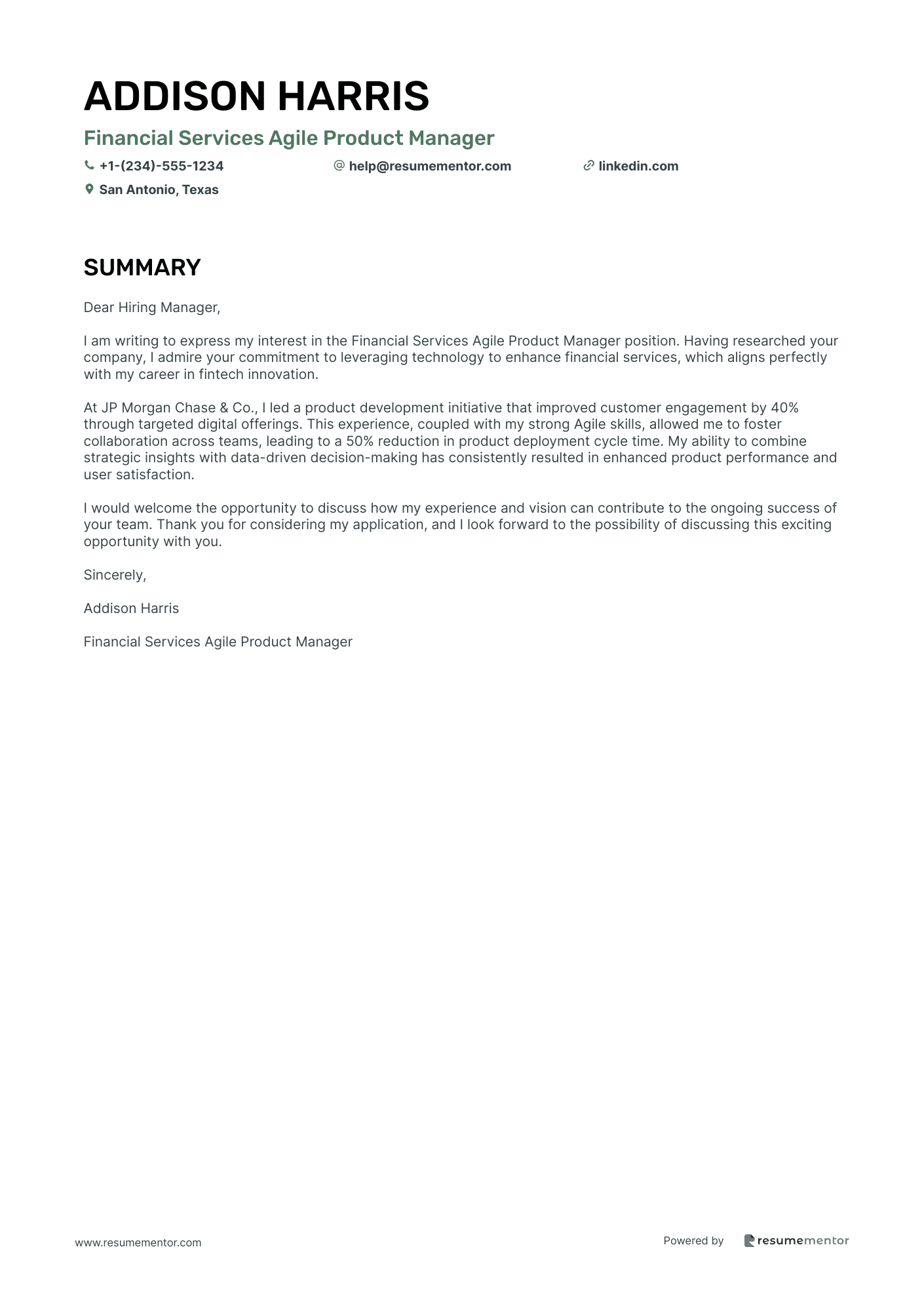 Financial Services Agile Product Manager