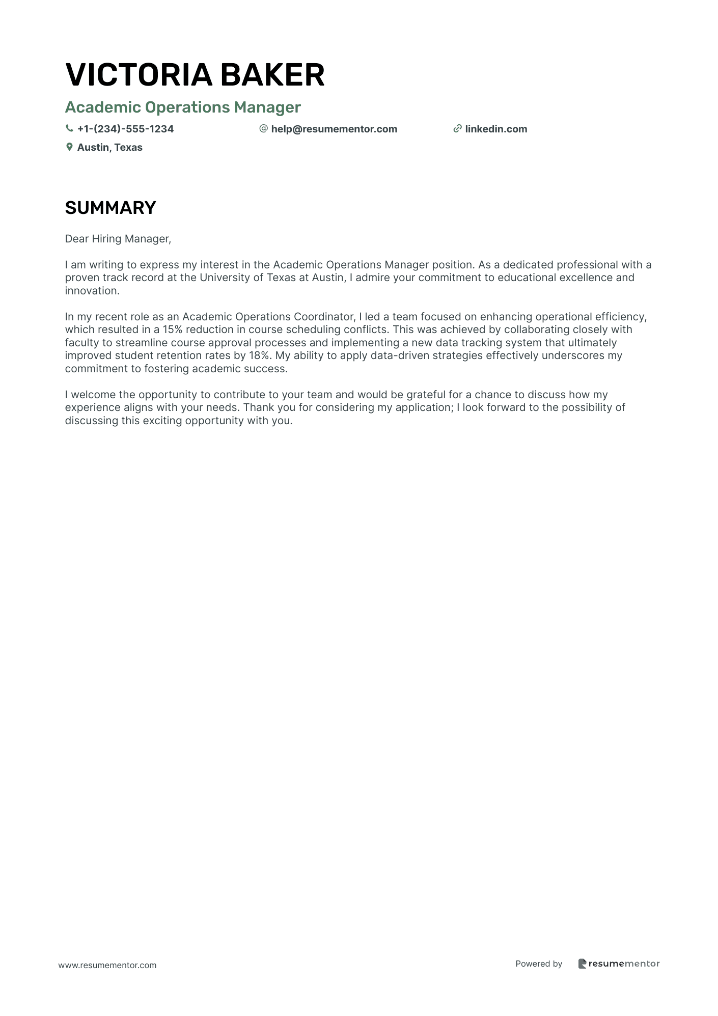 Academic Operations Manager