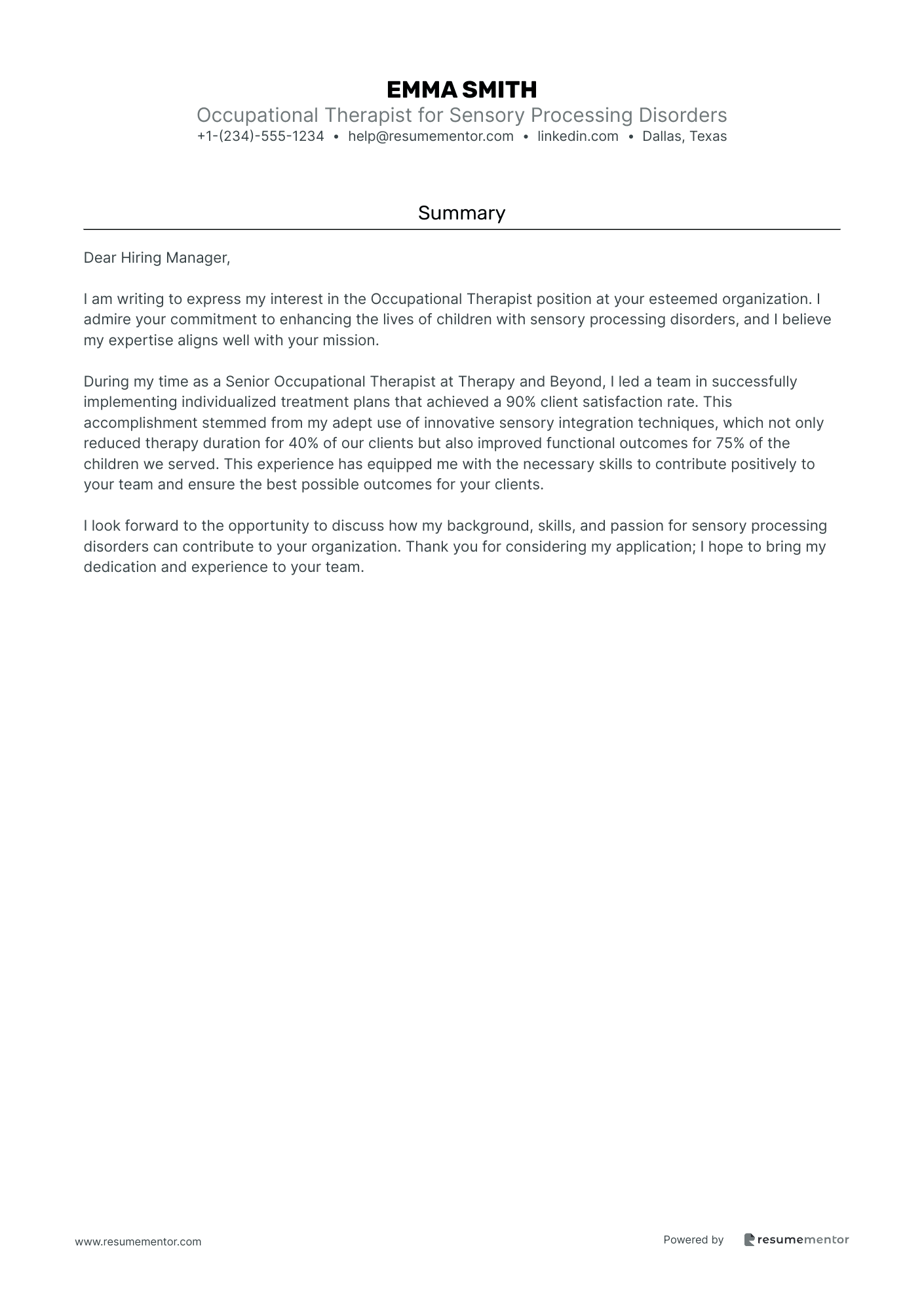 Occupational Therapist for Sensory Processing Disorders
