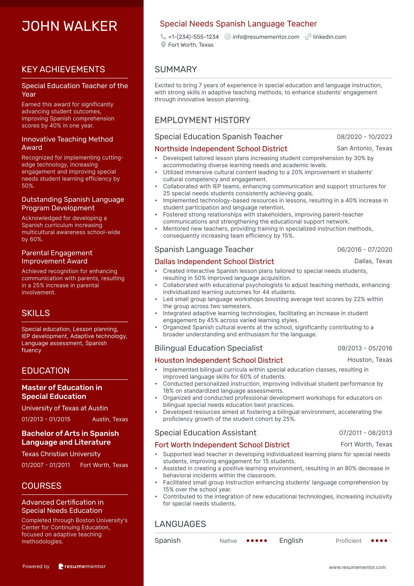 Special Needs Spanish Language Teacher