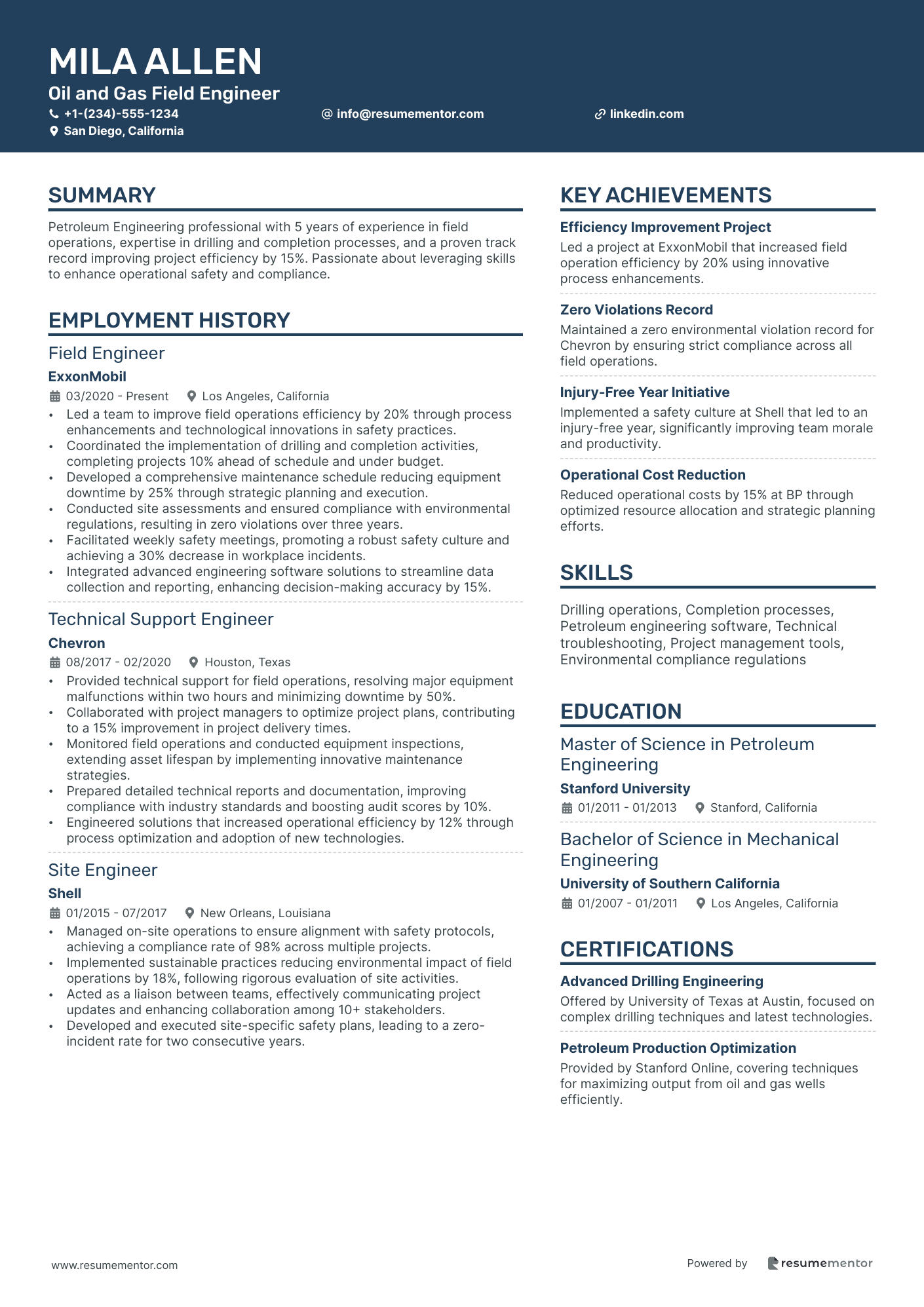 Oil and Gas Field Engineer