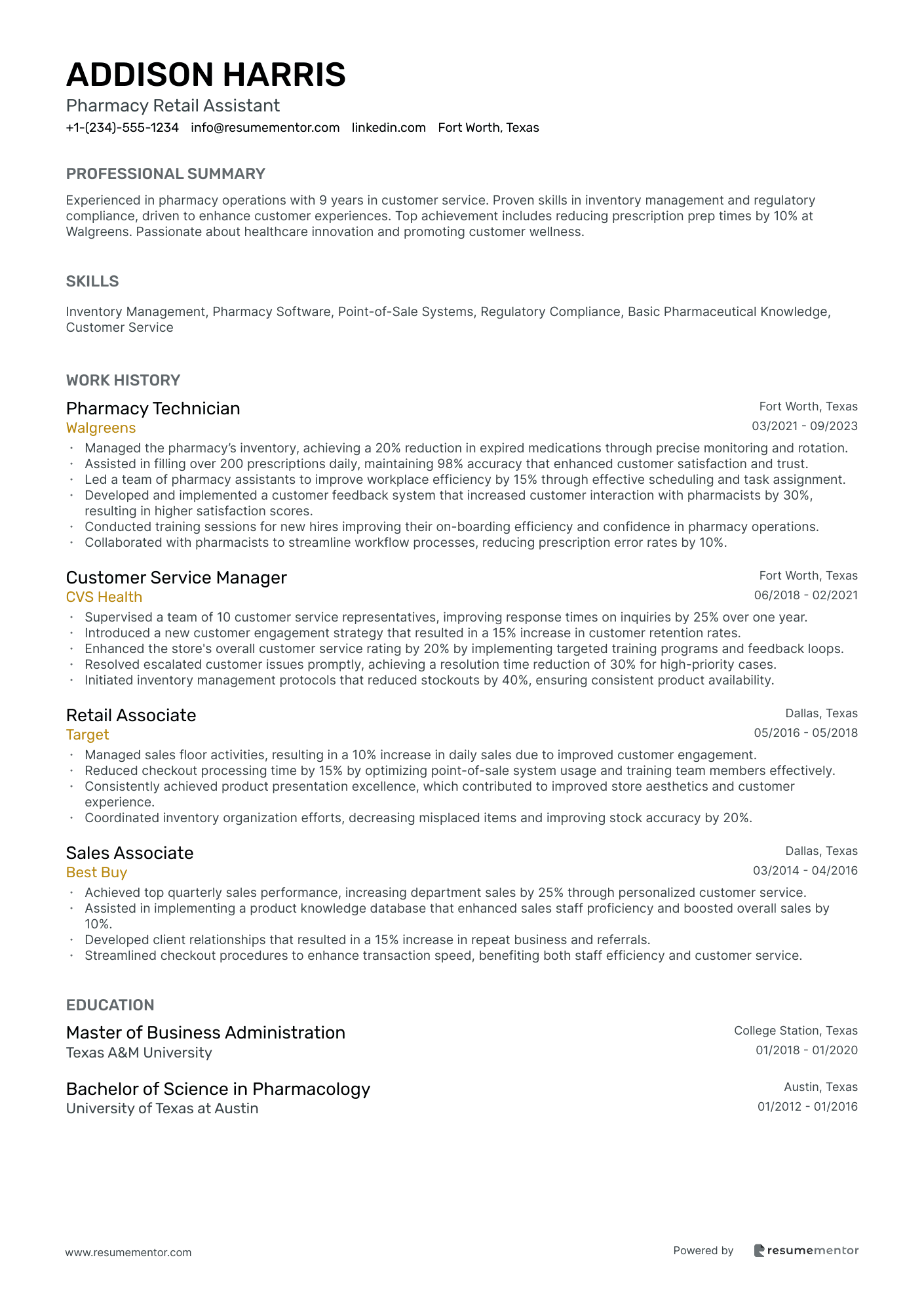 Pharmacy Retail Assistant
