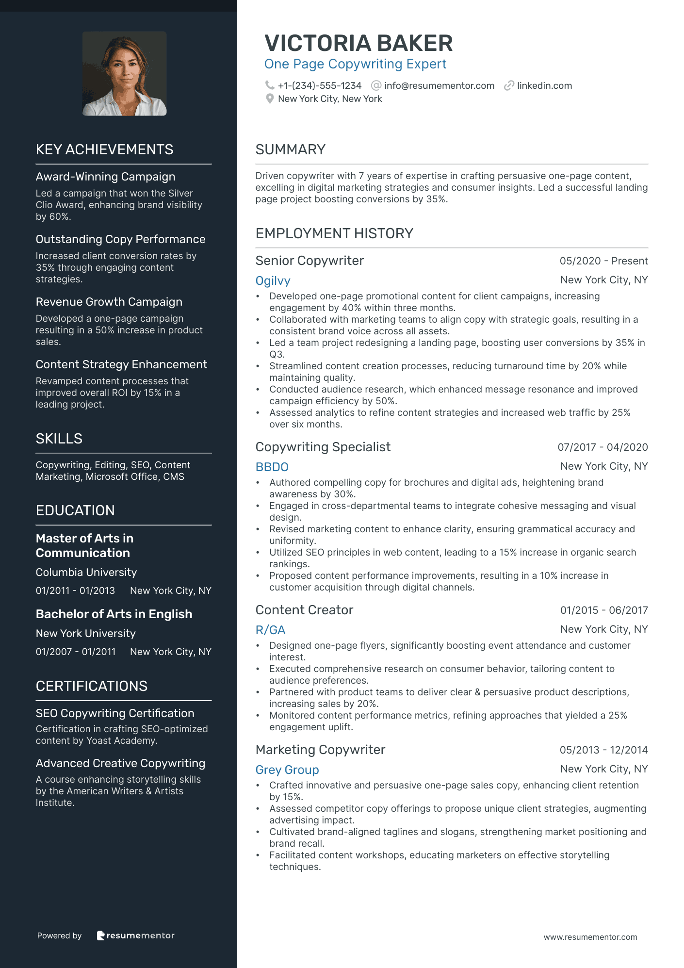 One Page Copywriting Expert