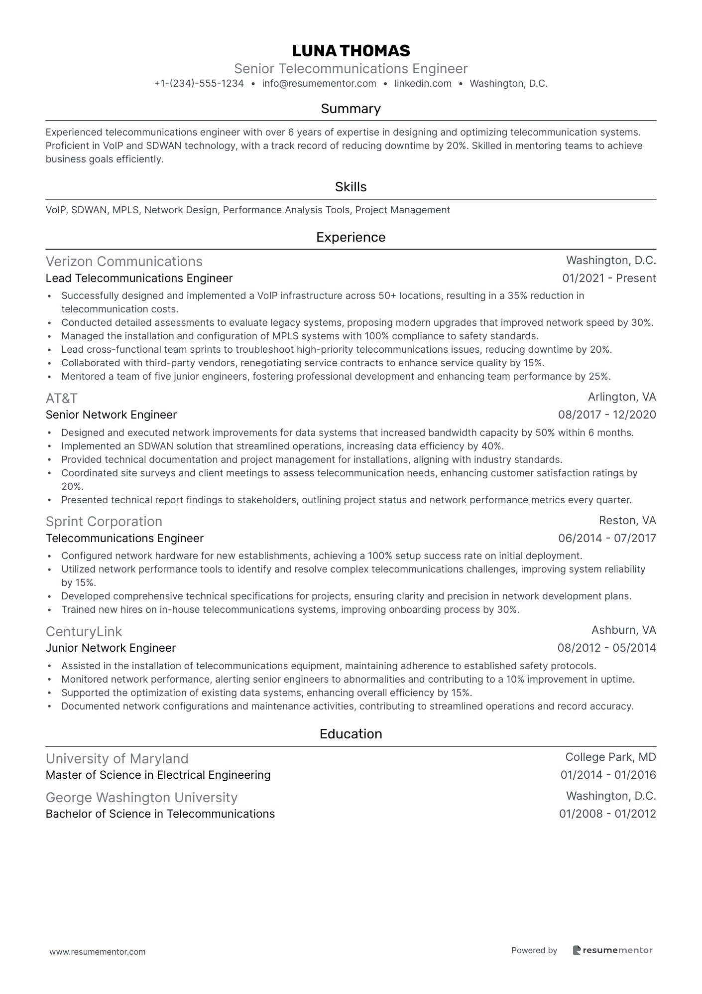 Senior Telecommunications Engineer