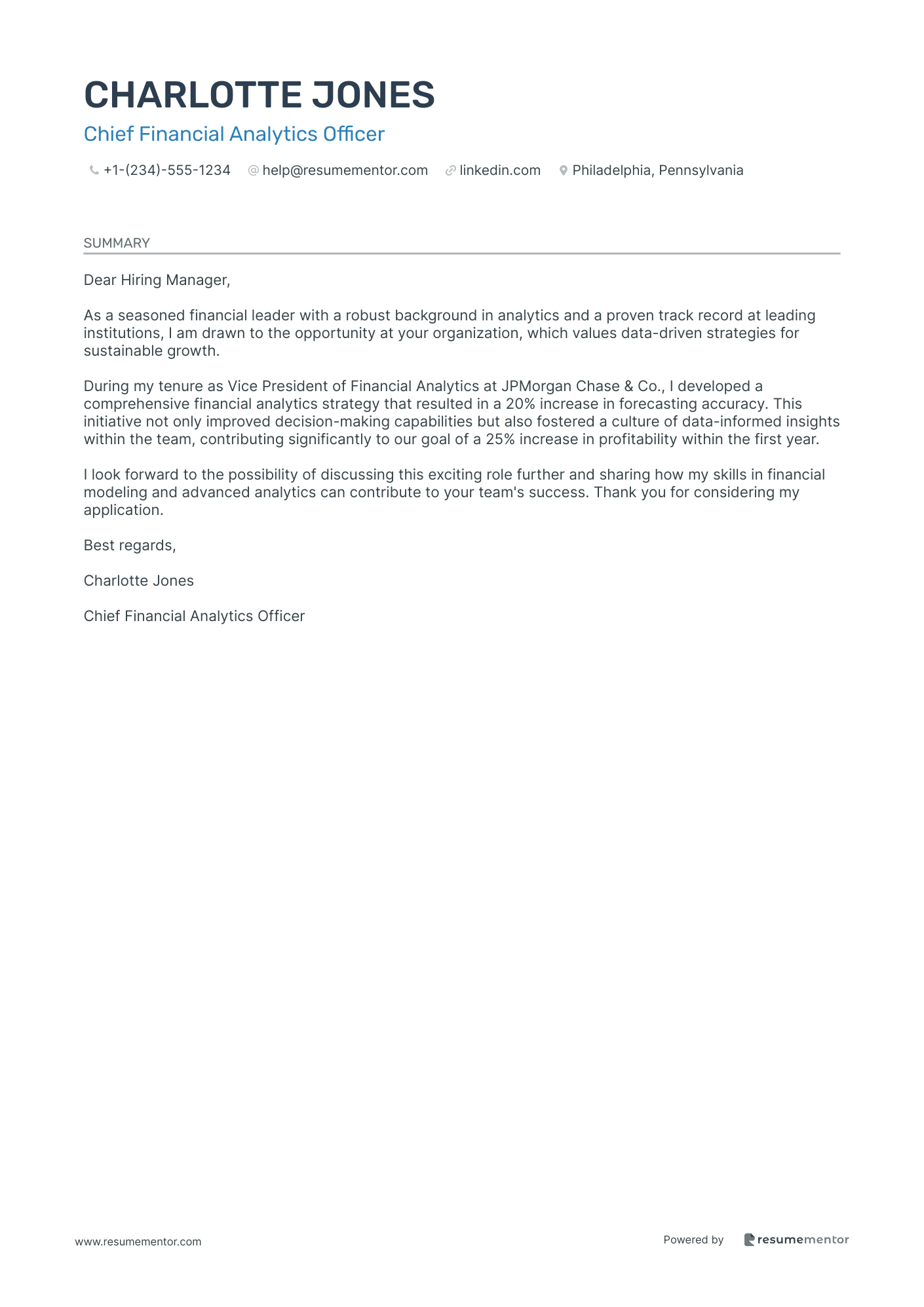 Chief Financial Analytics Officer