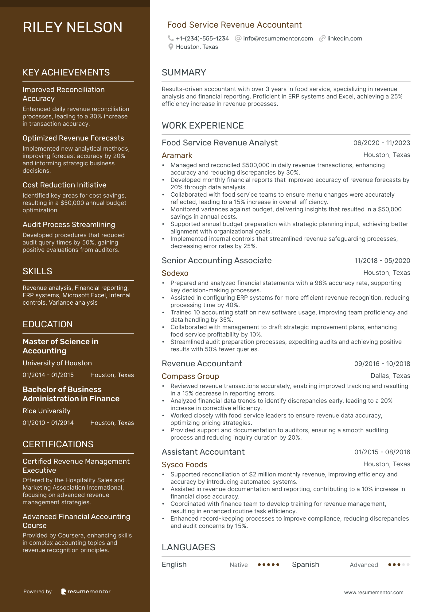 Food Service Revenue Accountant