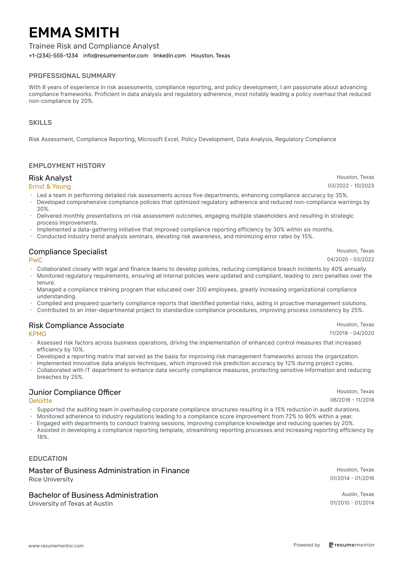Trainee Risk and Compliance Analyst