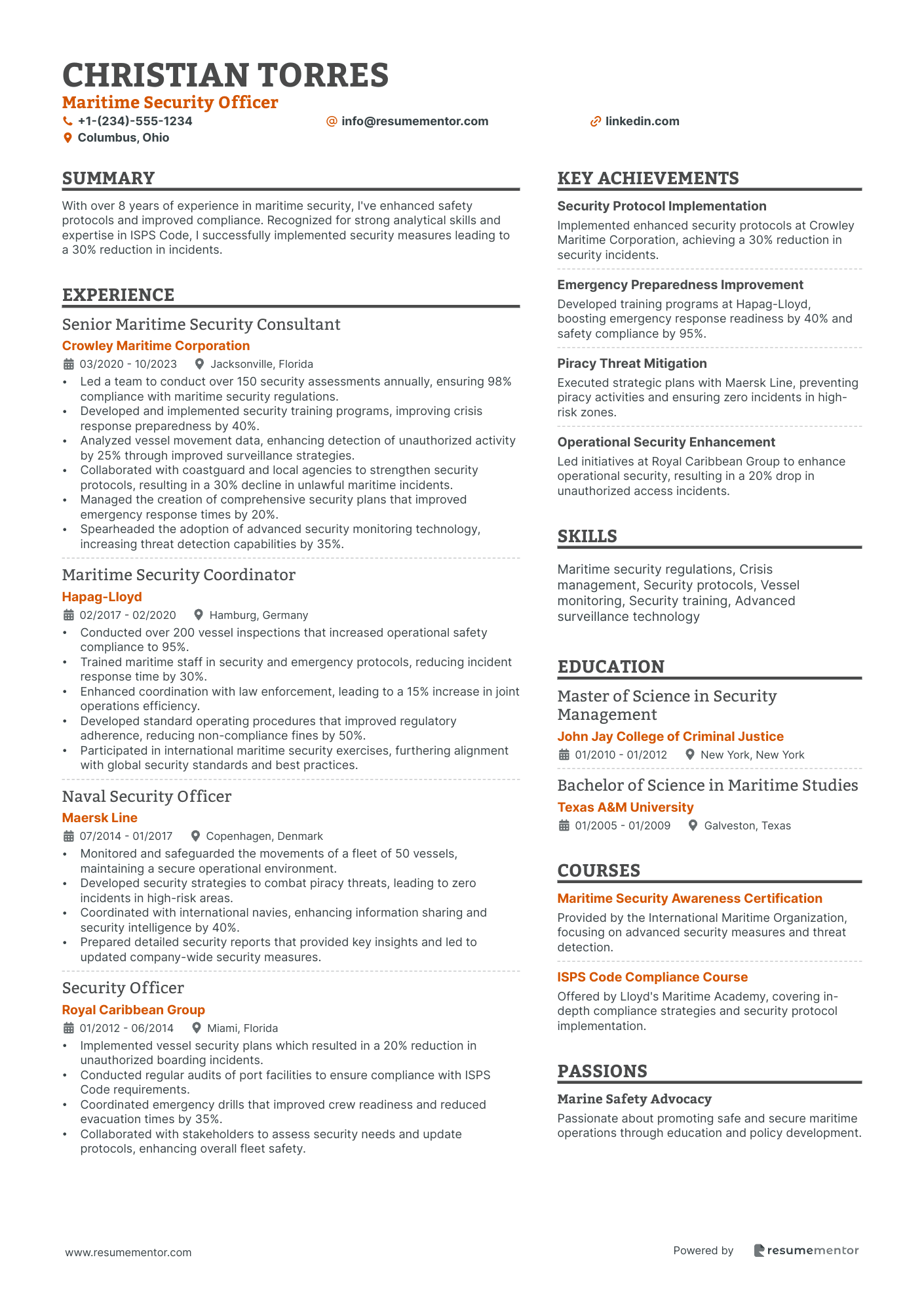 Maritime security officer