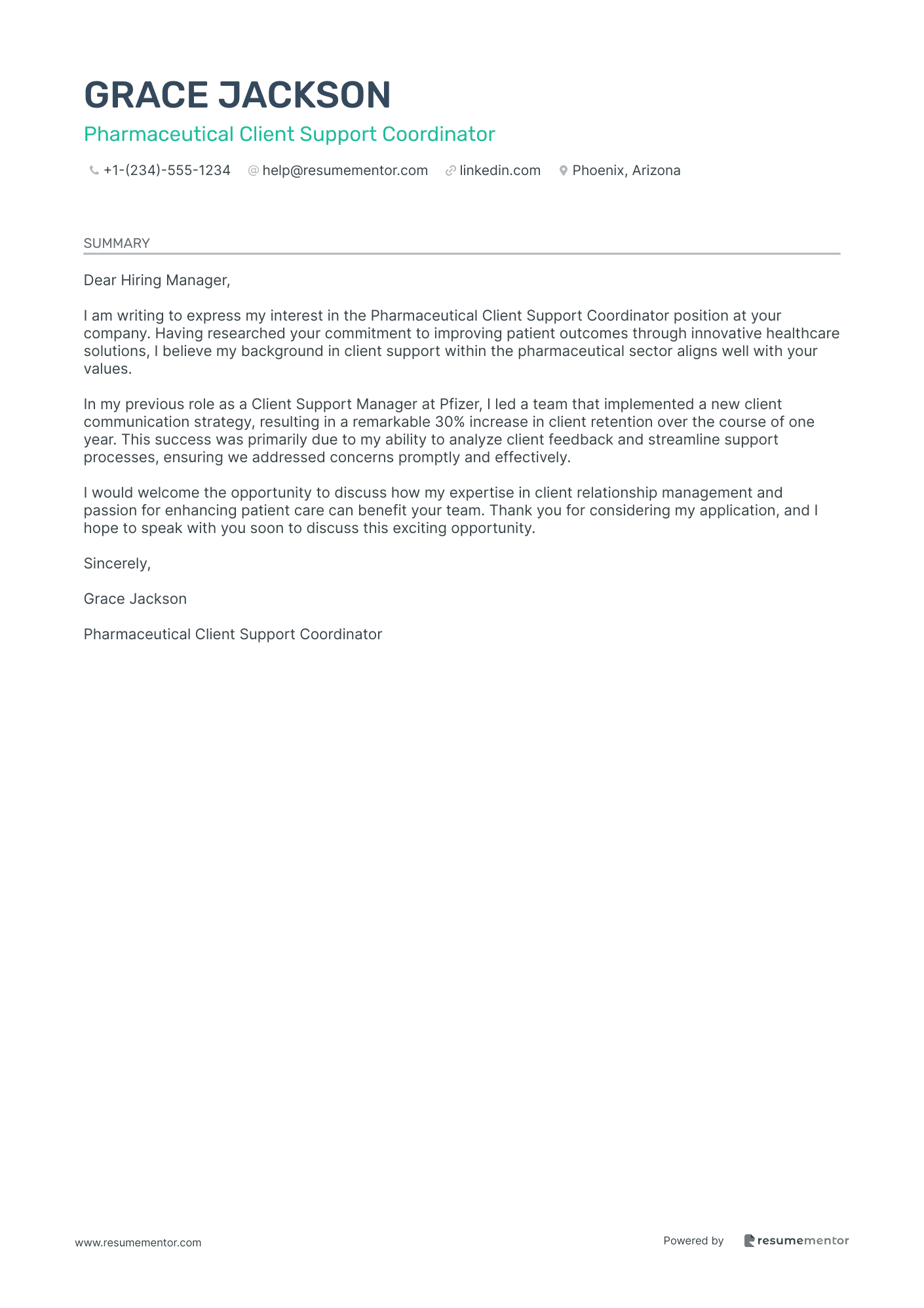 Pharmaceutical Client Support Coordinator